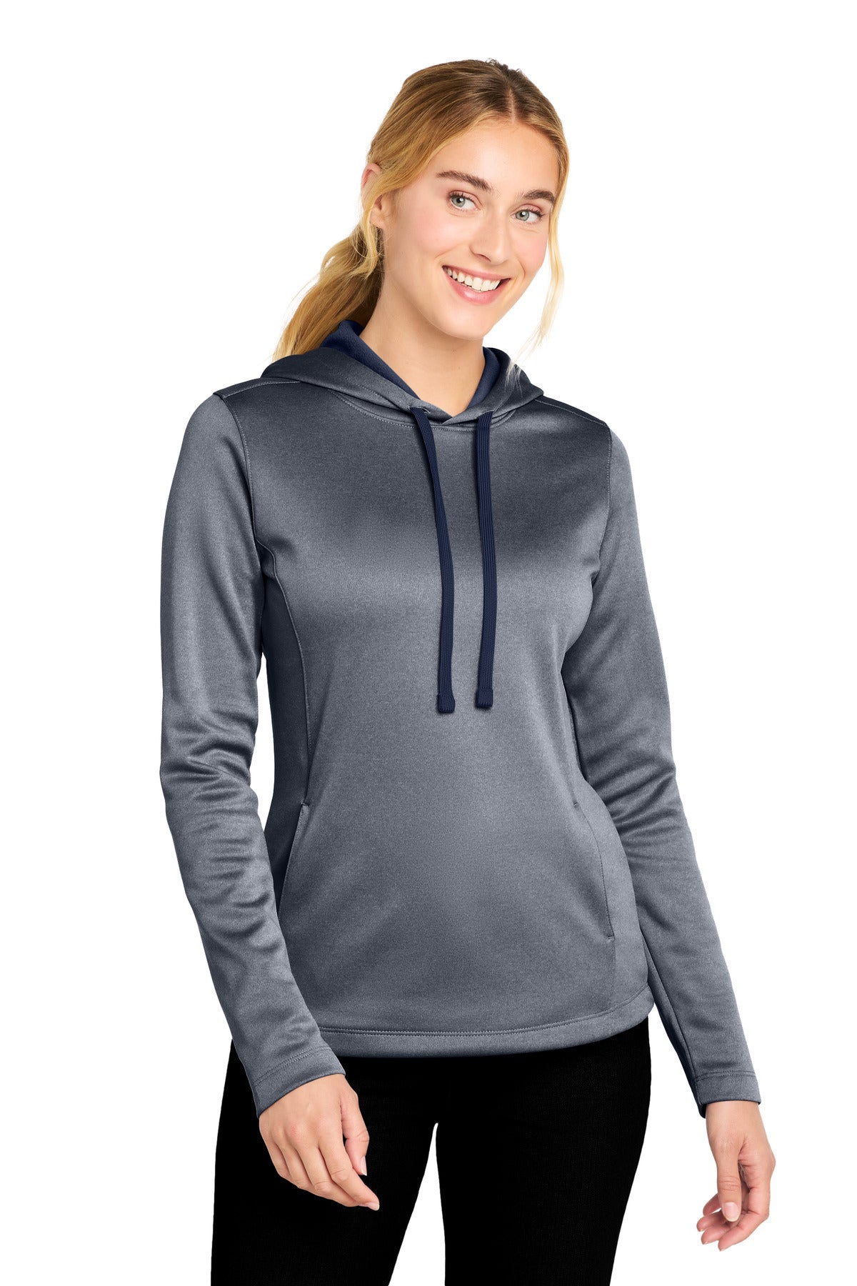 Sport-Tek ® Women's PosiCharge ® Sport-Wick ® Heather Fleece Hooded Pullover. LST264