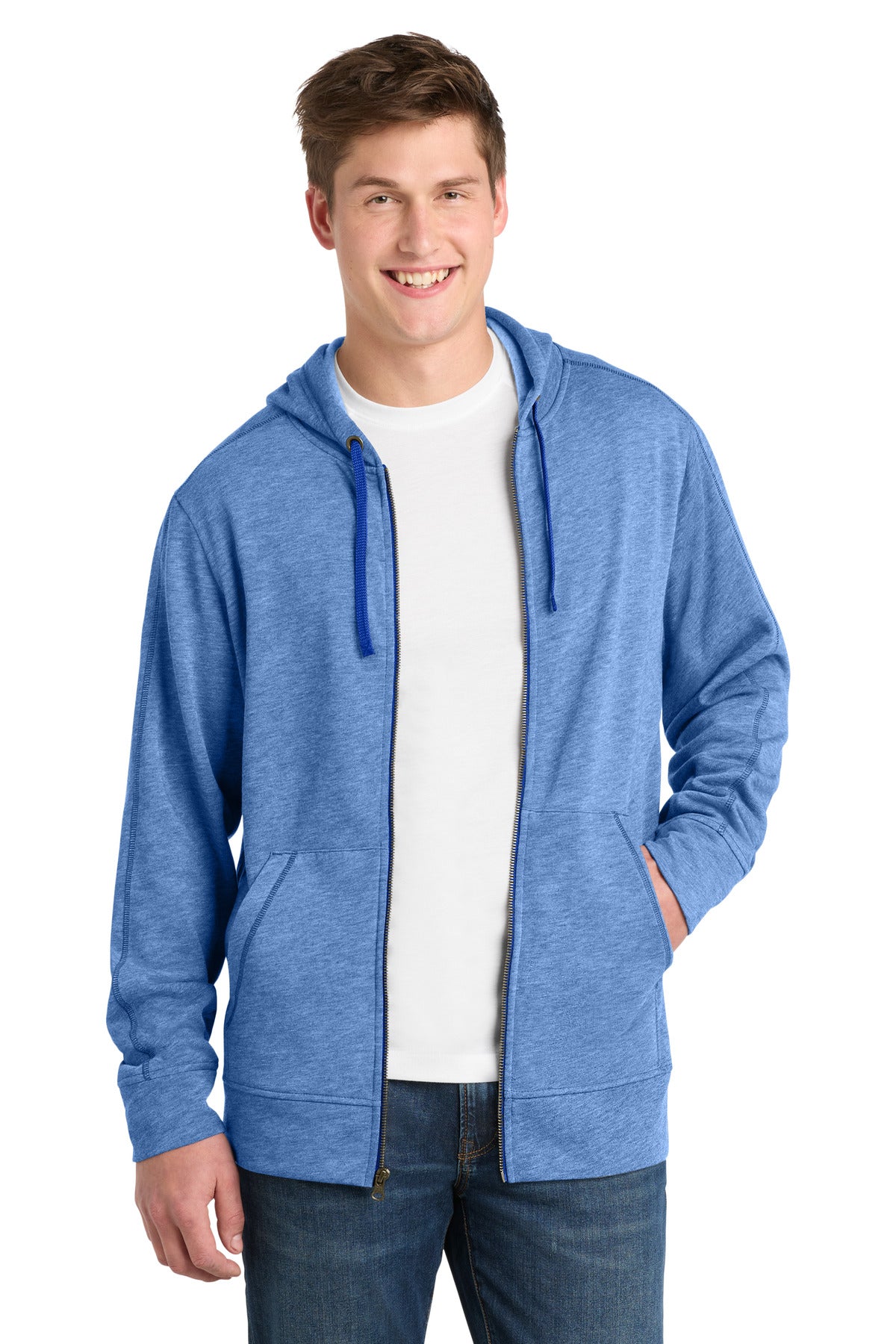 Sport-Tek ® PosiCharge ® Tri-Blend Wicking Fleece Full-Zip Hooded Jacket ST293