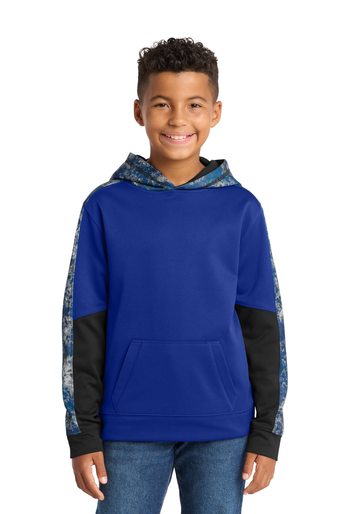 Sport-Tek® Youth Sport-Wick® Mineral Freeze Fleece Colorblock Hooded Pullover. YST231