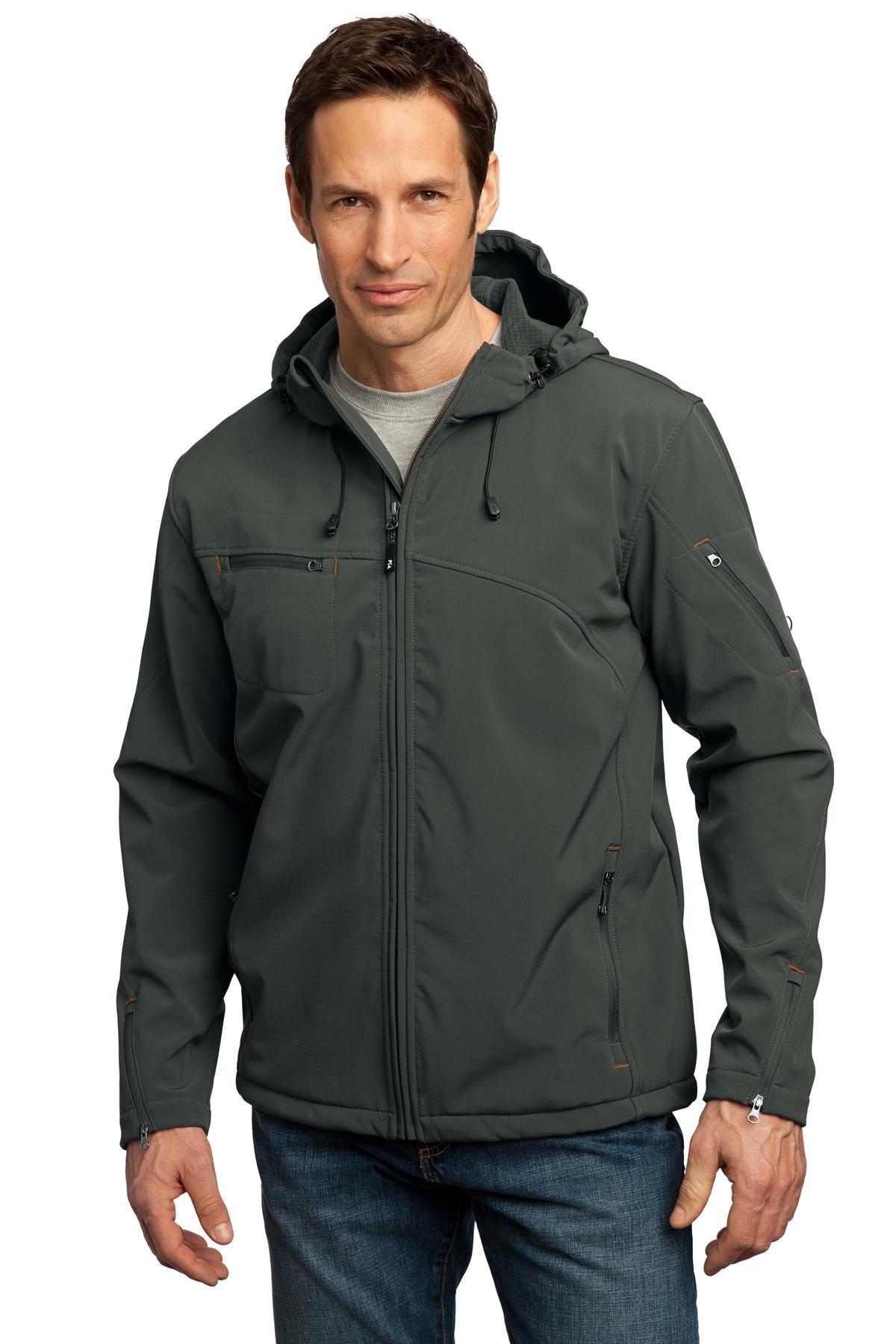 Port Authority® Textured Hooded Soft Shell Jacket. J706