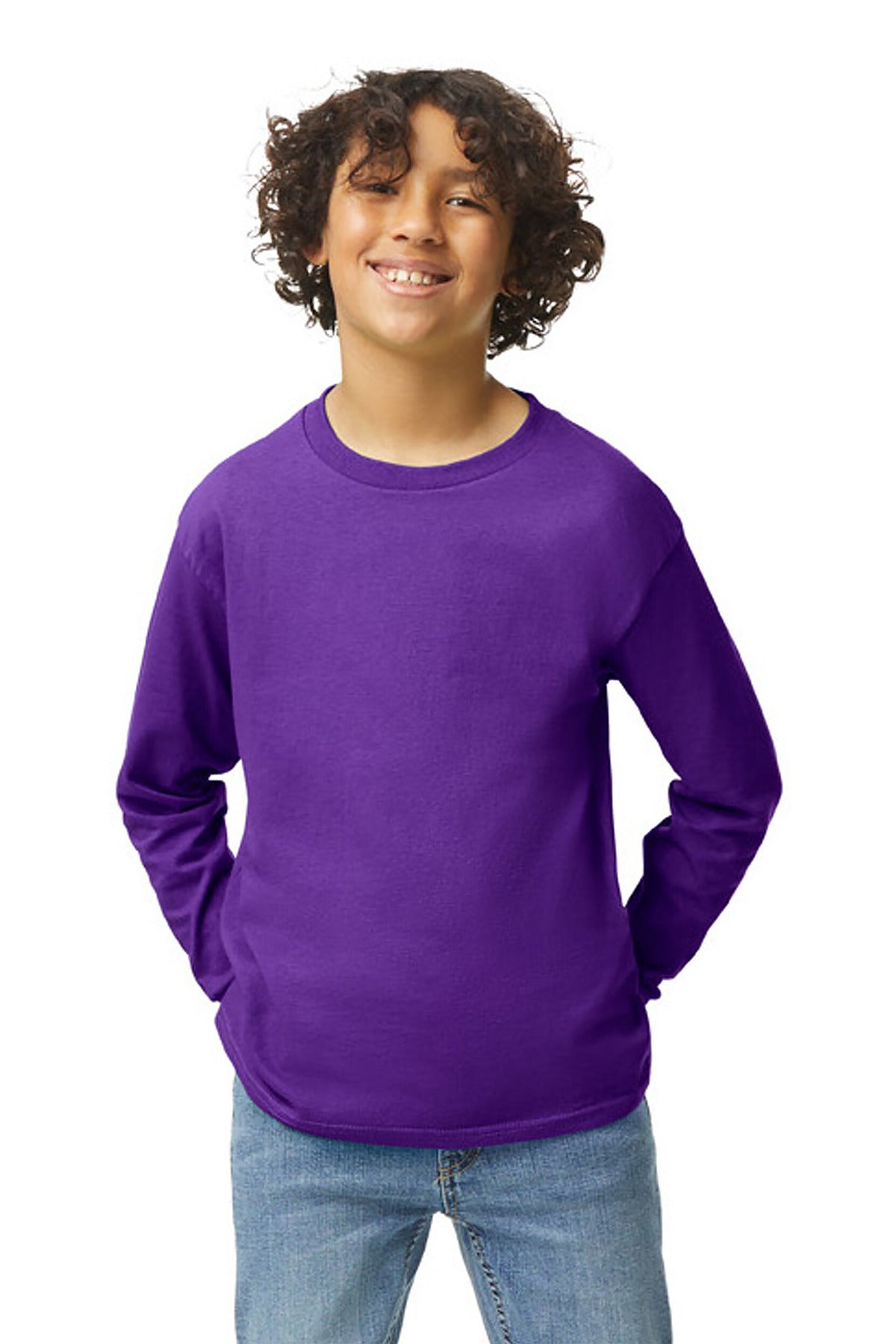 Gildan? Youth Heavy Cotton? 100% Cotton Long Sleeve T-Shirt. 5400B