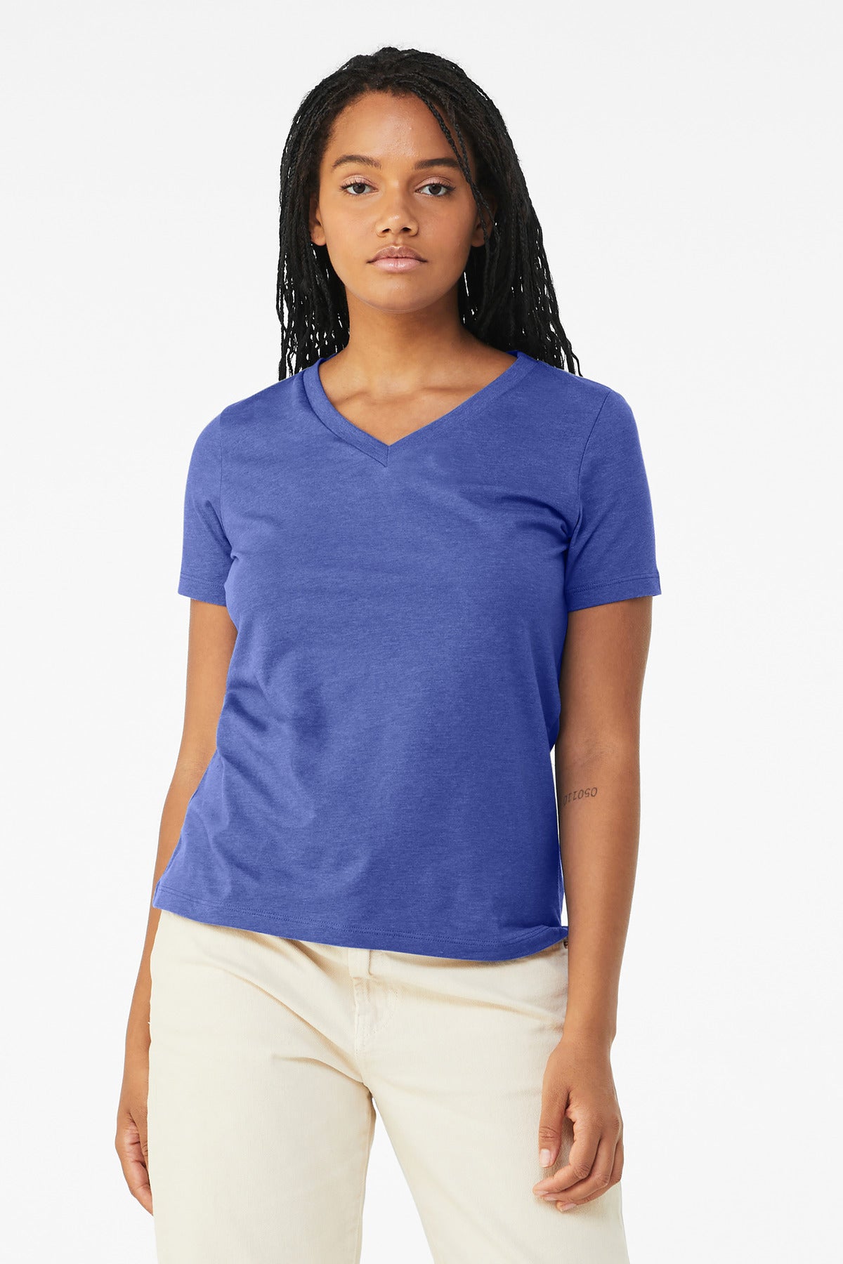 BELLA+CANVAS? Women's Relaxed Heather CVC V-Neck Tee BC6405CVC