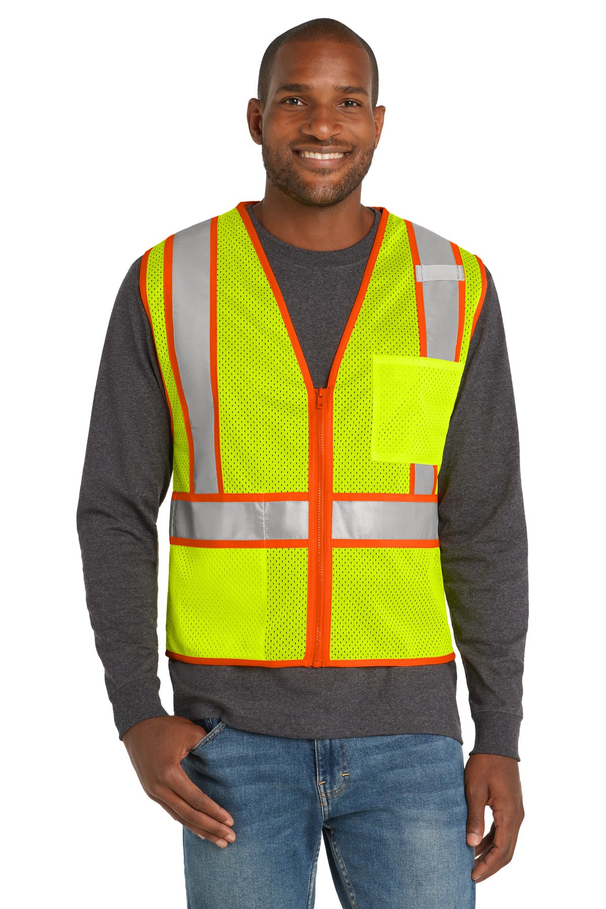 CornerStone ® ANSI 107 Class 2 Mesh Zippered Two-Tone Vest. CSV103