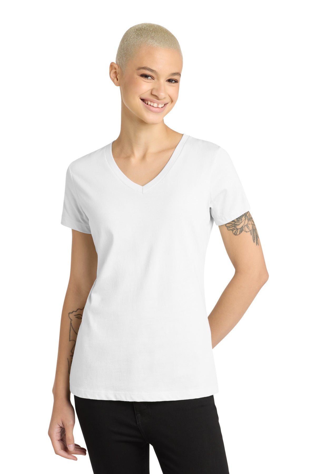 District® - Women's Perfect Weight® V-Neck Tee. DM1170L