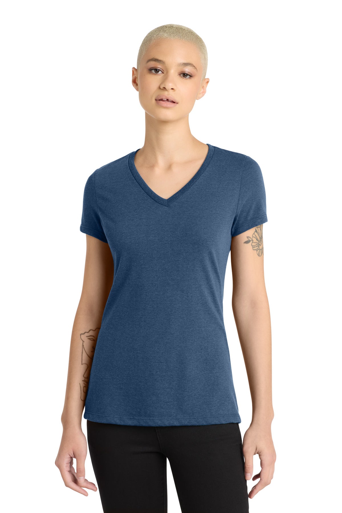 District® Women's Perfect Blend® CVC V-Neck Tee. DM1190L