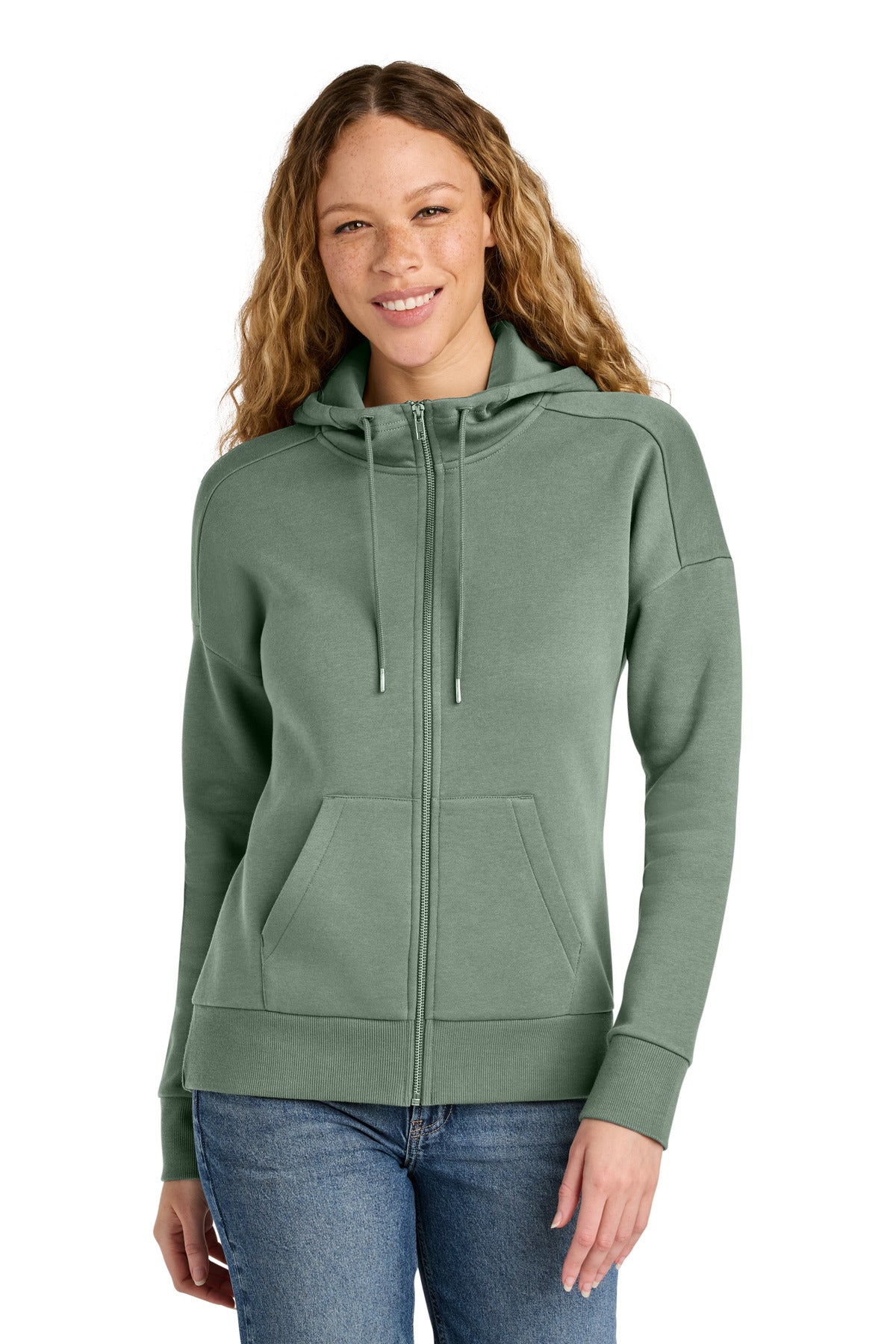 District ® Women's Perfect Weight ® Fleece Drop Shoulder Full-Zip Hoodie DT1104
