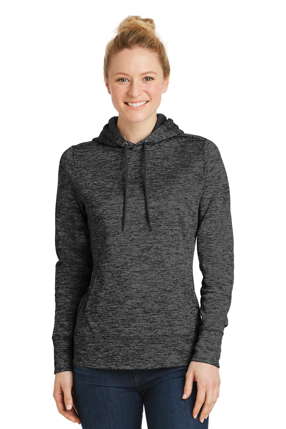 Sport-Tek® Women's PosiCharge® Electric Heather Fleece Hooded Pullover. LST225