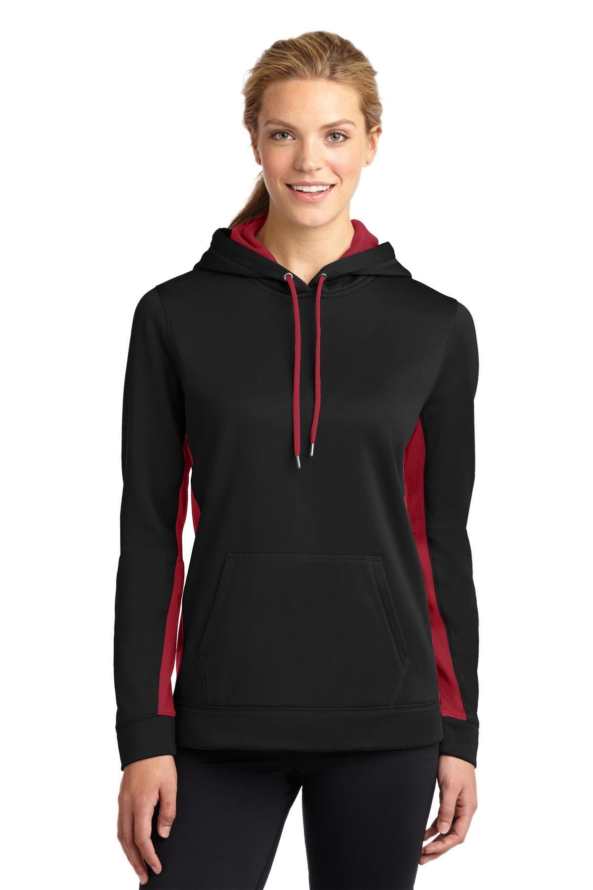 Sport-Tek® Women's Sport-Wick® Fleece Colorblock Hooded Pullover. LST235