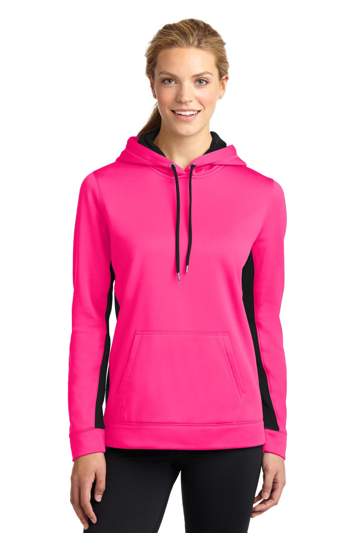 Sport-Tek® Women's Sport-Wick® Fleece Colorblock Hooded Pullover. LST235