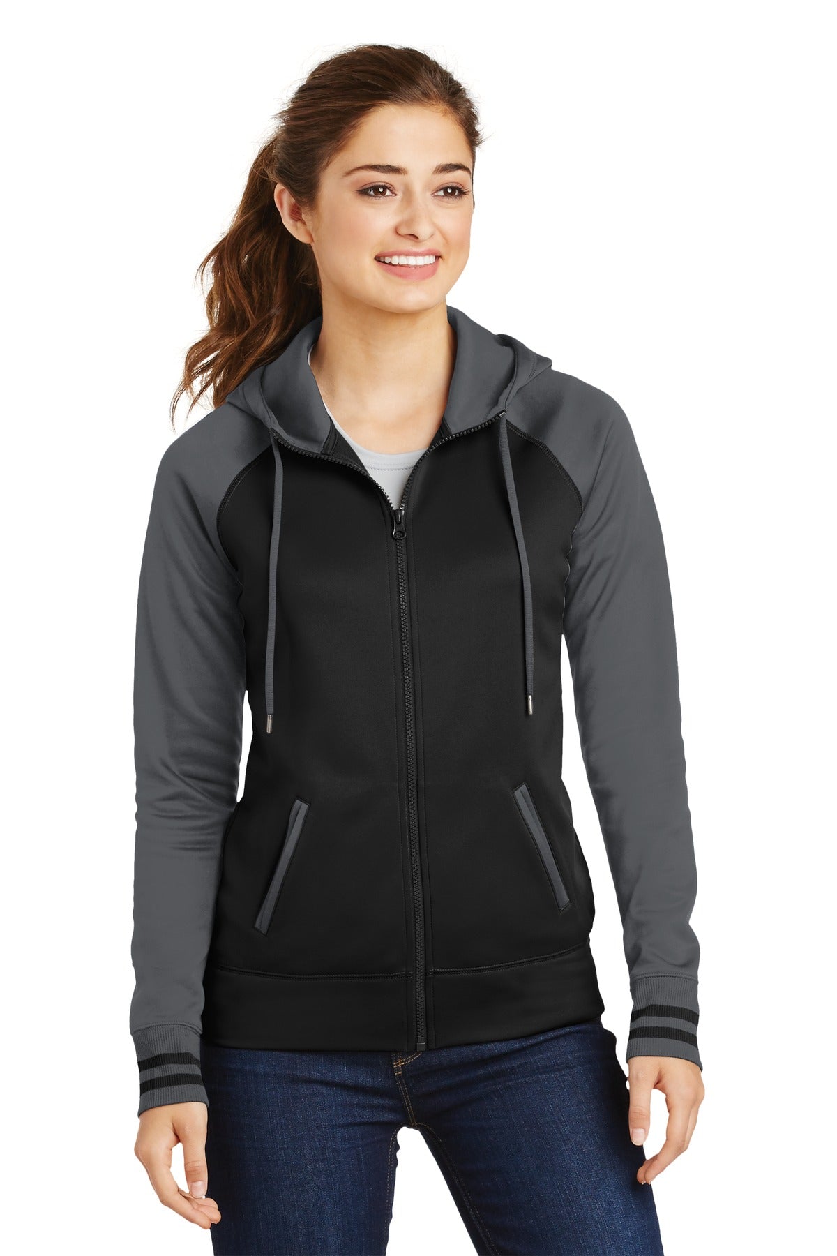 Sport-Tek® Women's Sport-Wick® Varsity Fleece Full-Zip Hooded Jacket. LST236