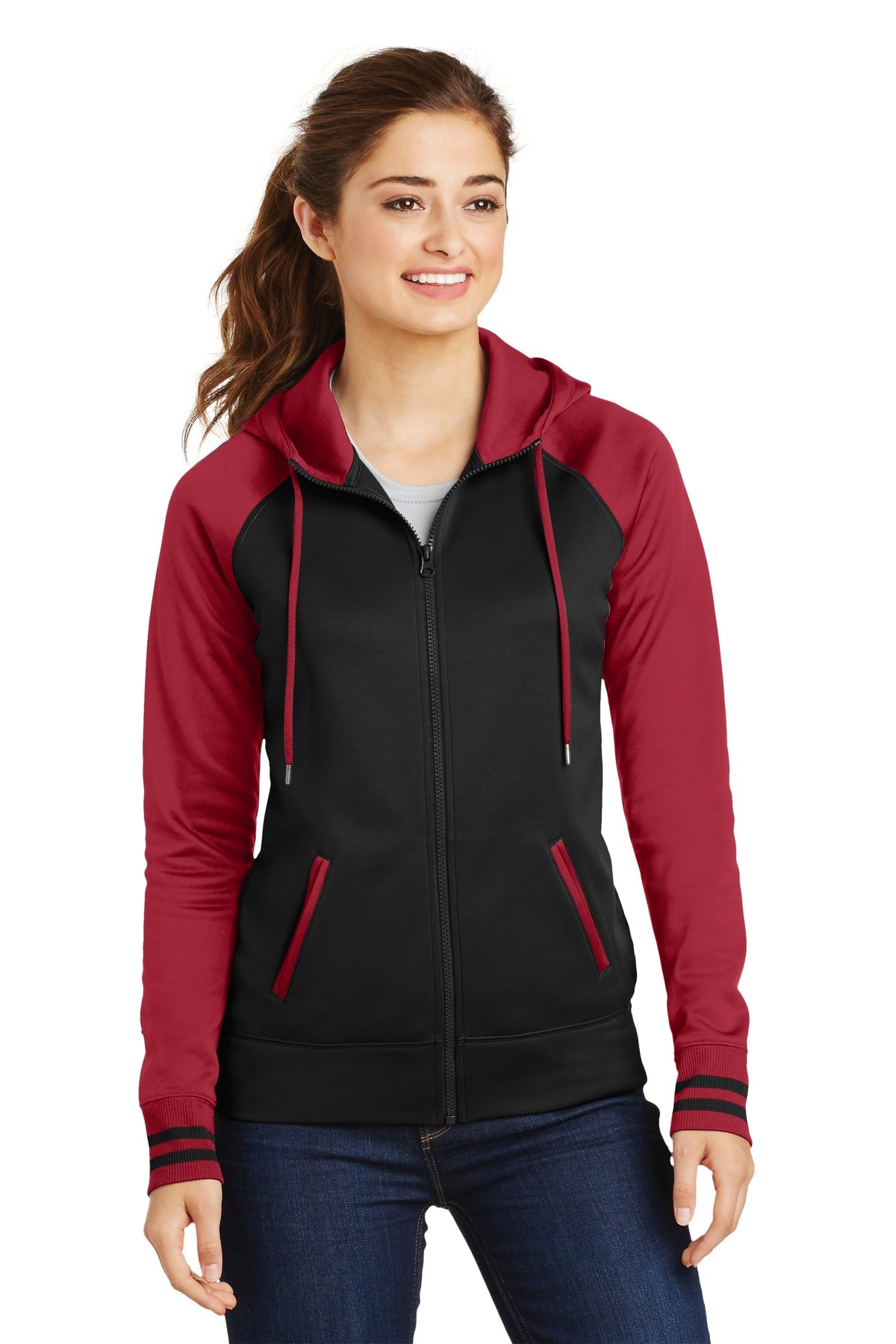 Sport-Tek® Women's Sport-Wick® Varsity Fleece Full-Zip Hooded Jacket. LST236