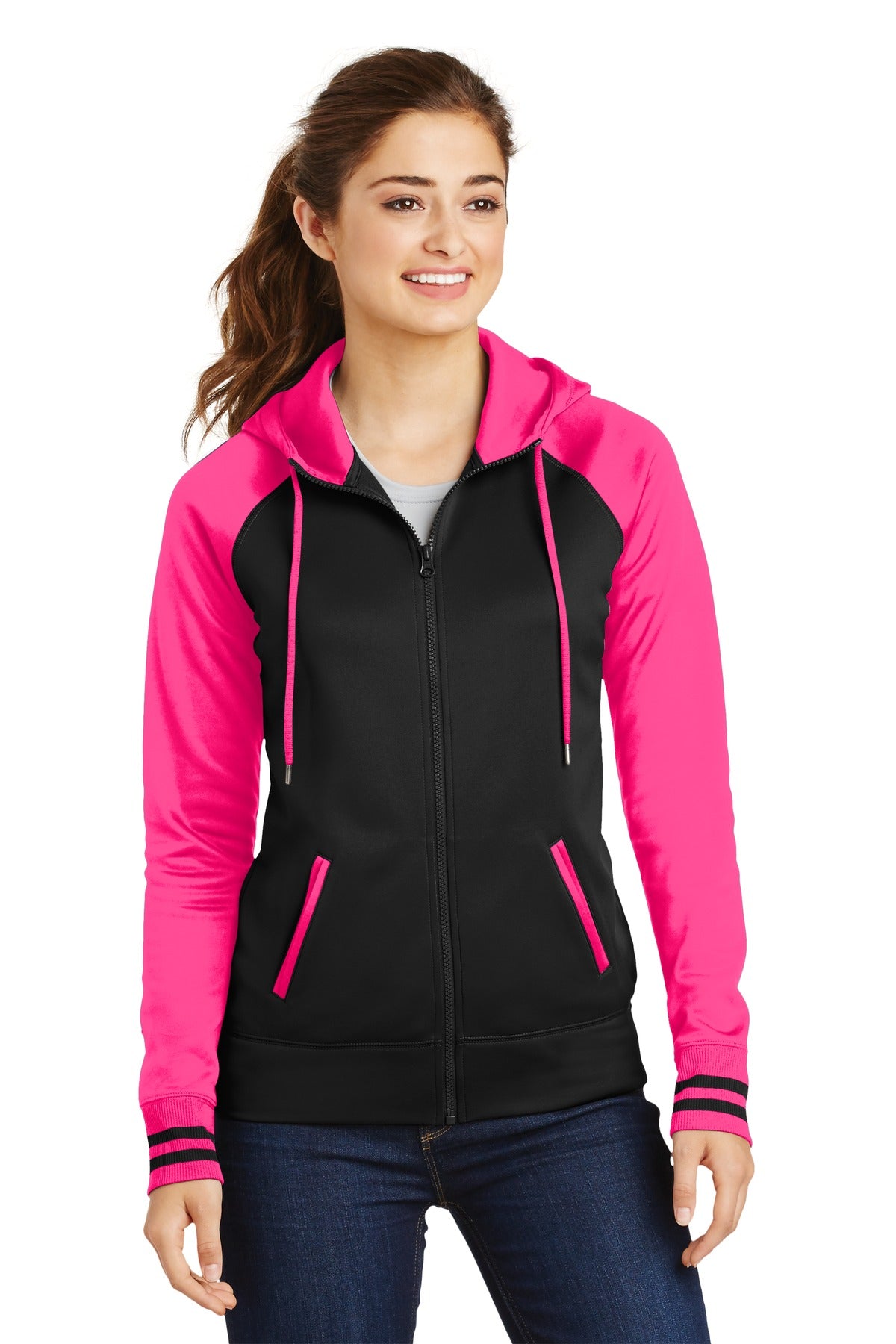 Sport-Tek® Women's Sport-Wick® Varsity Fleece Full-Zip Hooded Jacket. LST236