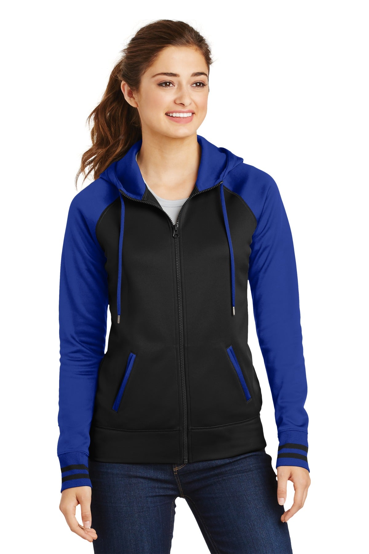 Sport-Tek® Women's Sport-Wick® Varsity Fleece Full-Zip Hooded Jacket. LST236