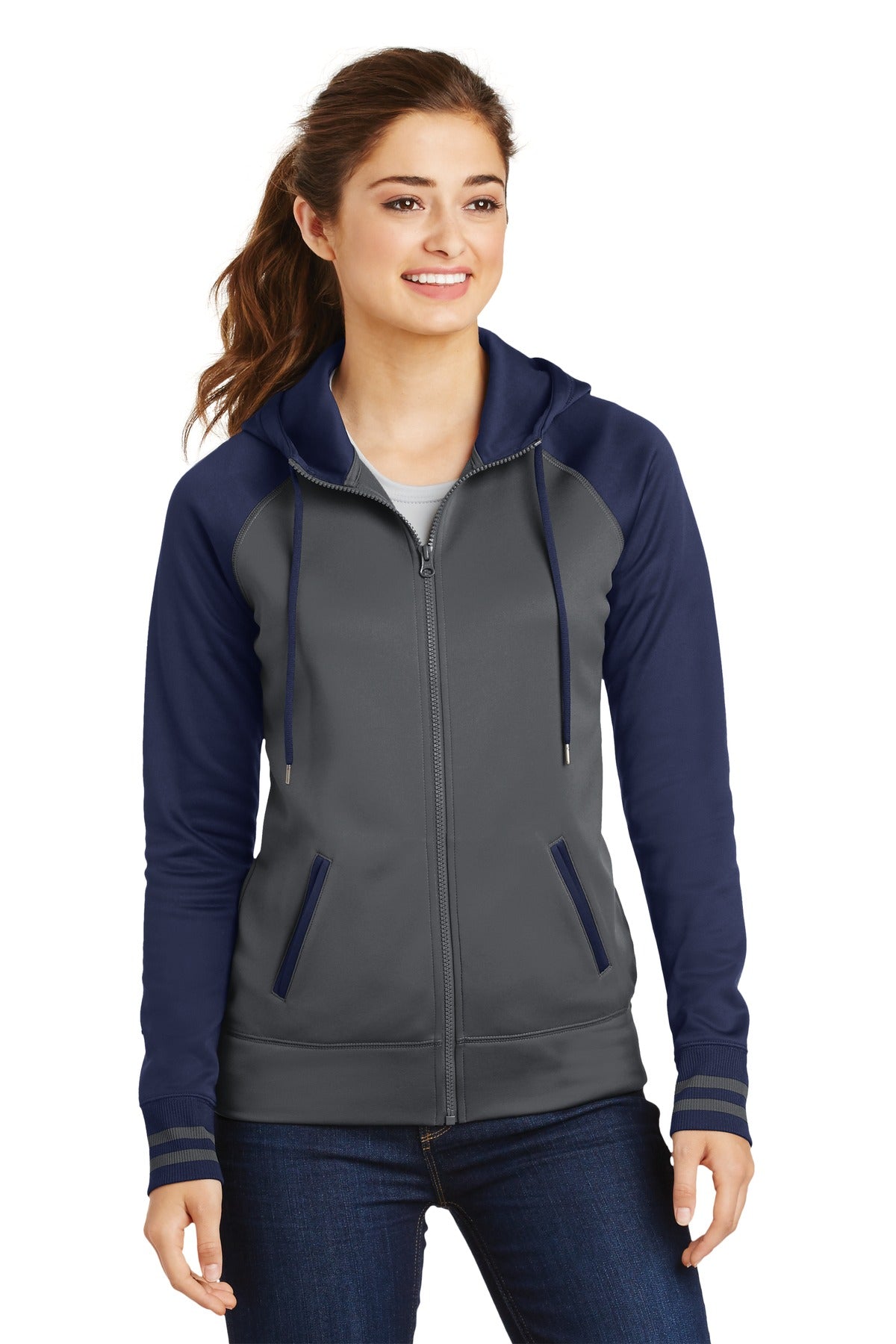 Sport-Tek® Women's Sport-Wick® Varsity Fleece Full-Zip Hooded Jacket. LST236