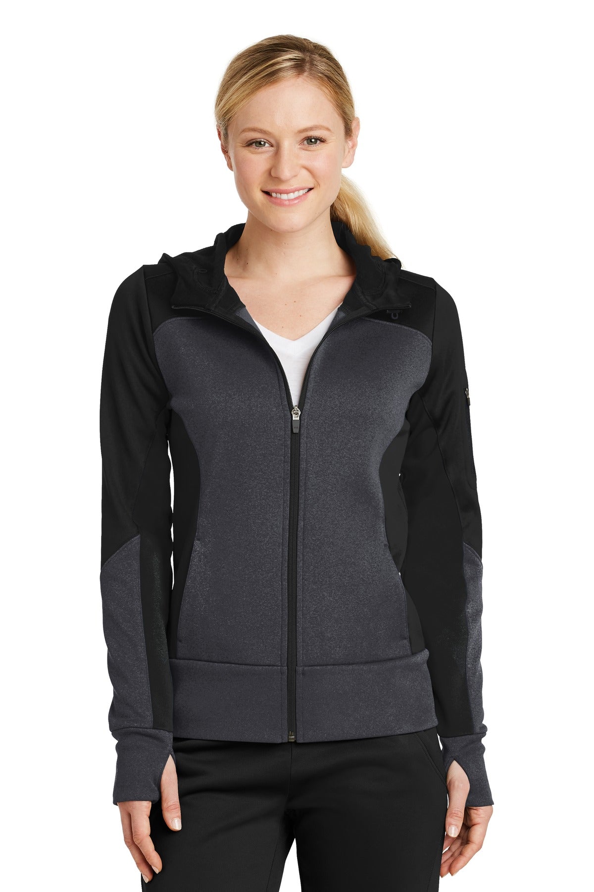 Sport-Tek® Women's Tech Fleece Colorblock Full-Zip Hooded Jacket. LST245