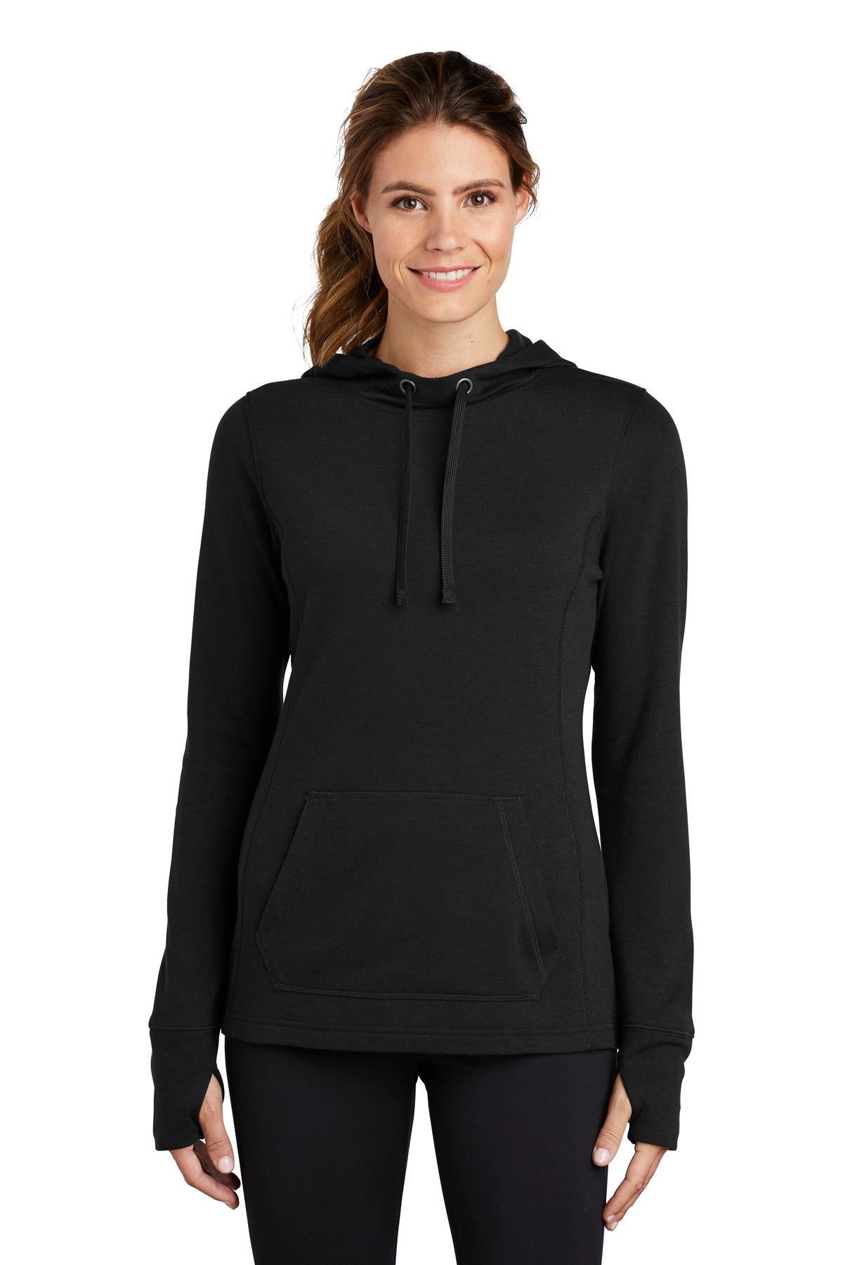 Sport-Tek ® Women's PosiCharge ® Tri-Blend Wicking Fleece Hooded Pullover. LST296