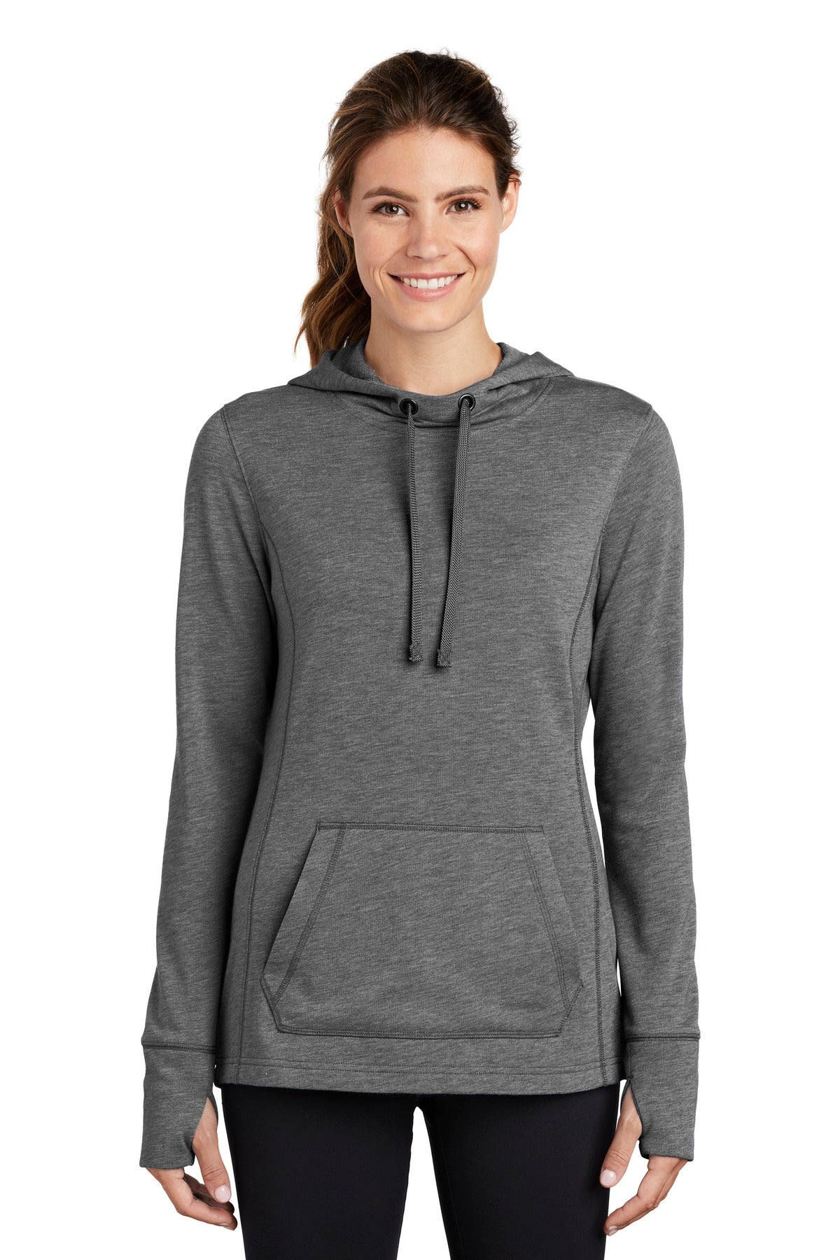 Sport-Tek ® Women's PosiCharge ® Tri-Blend Wicking Fleece Hooded Pullover. LST296