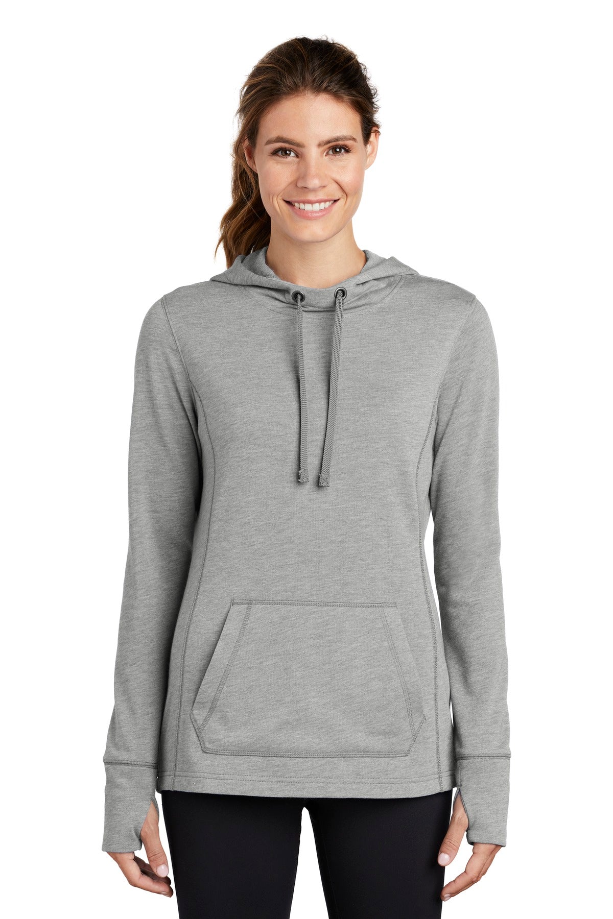 Sport-Tek ® Women's PosiCharge ® Tri-Blend Wicking Fleece Hooded Pullover. LST296