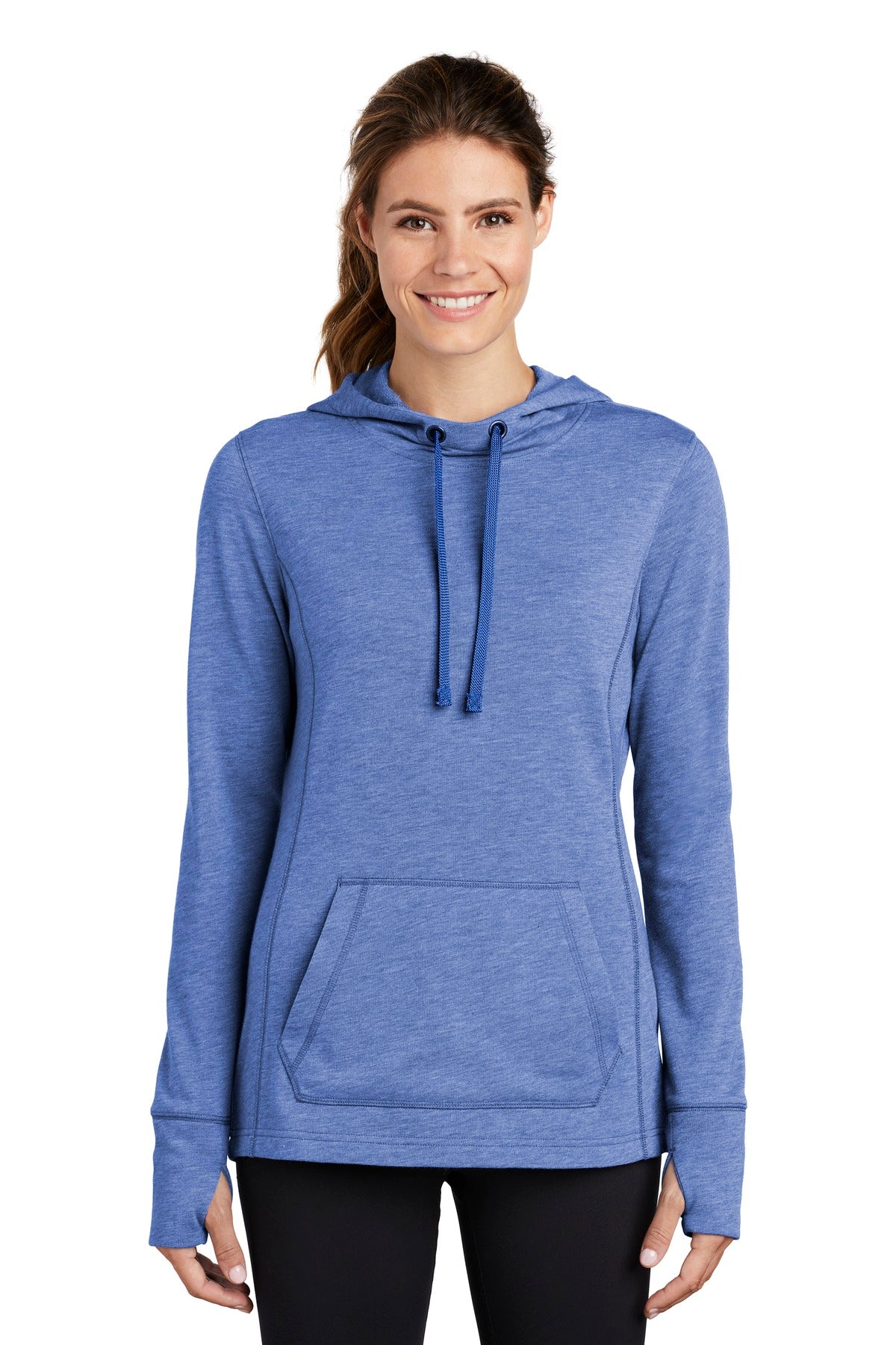 Sport-Tek ® Women's PosiCharge ® Tri-Blend Wicking Fleece Hooded Pullover. LST296