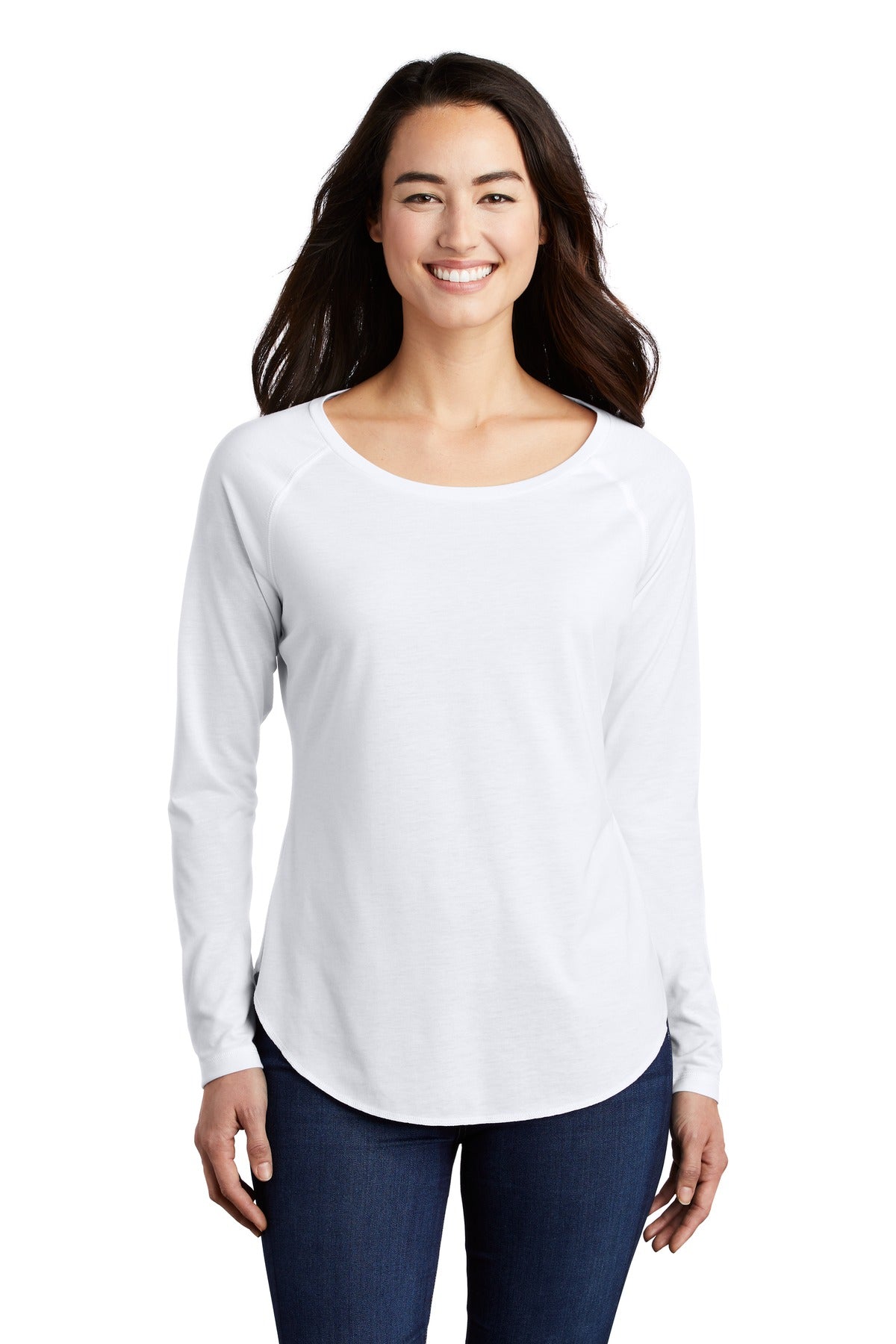 Sport-Tek ® Women's PosiCharge ® Long Sleeve Tri-Blend Wicking Scoop Neck Raglan Tee LST400LS