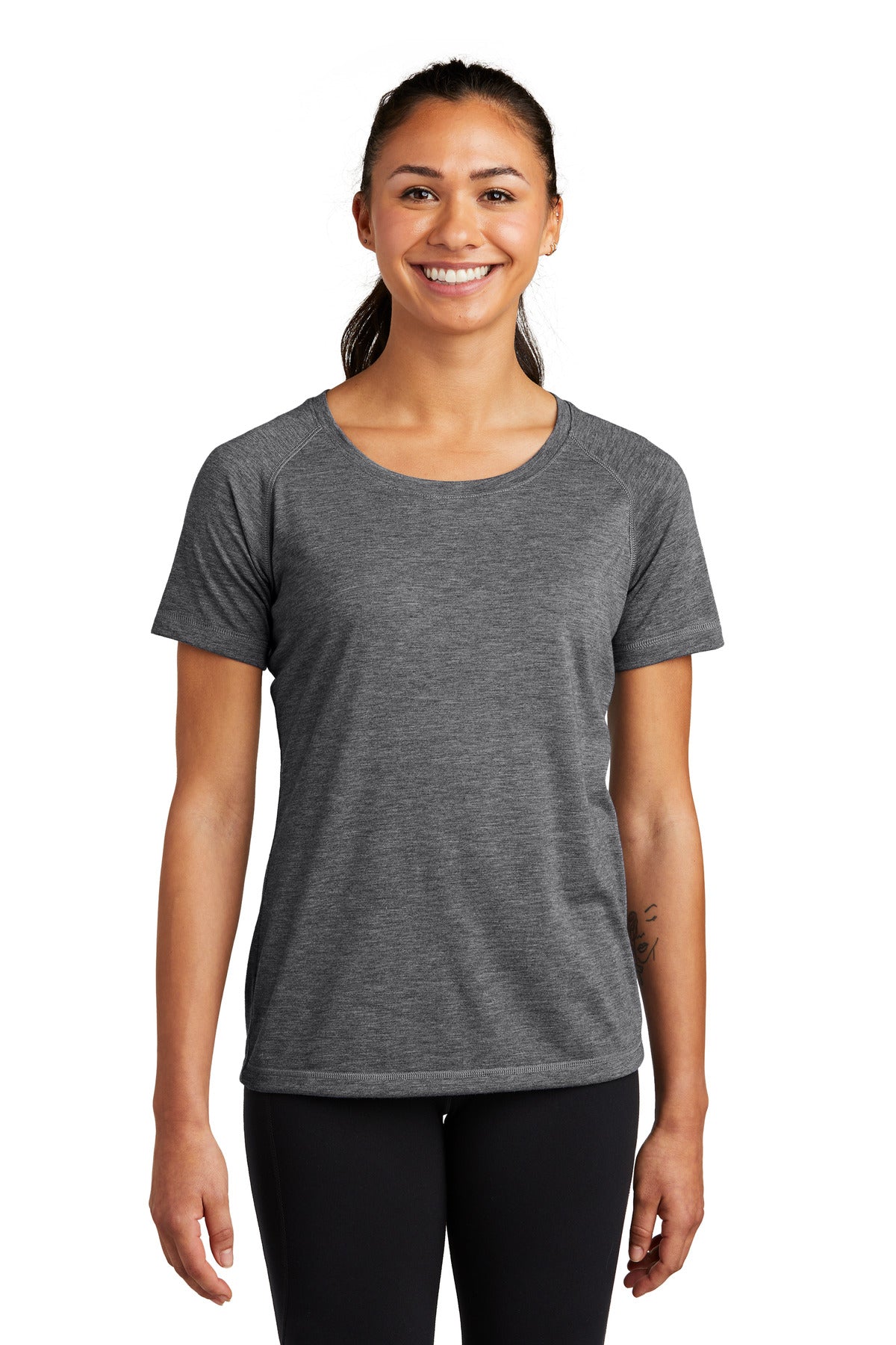 Sport-Tek ® Women's PosiCharge ® Tri-Blend Wicking Scoop Neck Raglan Tee. LST400