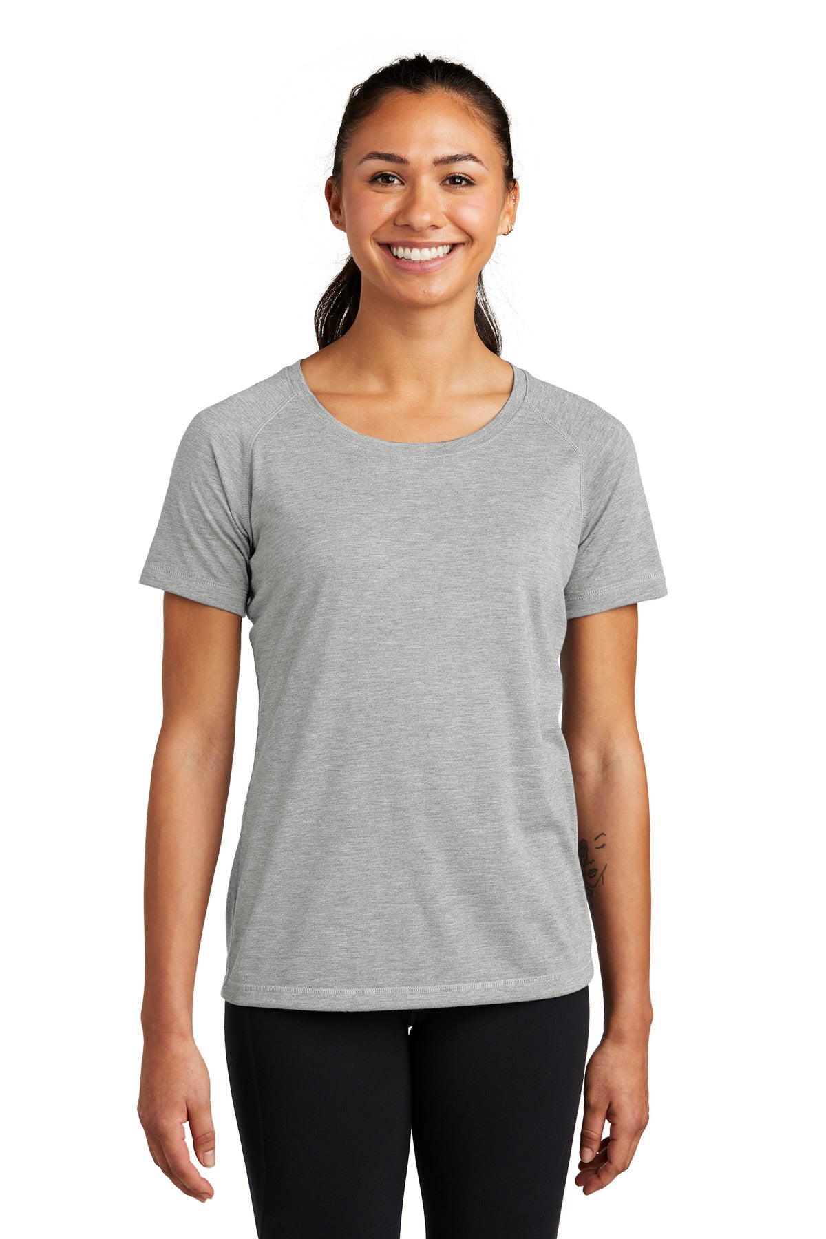 Sport-Tek ® Women's PosiCharge ® Tri-Blend Wicking Scoop Neck Raglan Tee. LST400