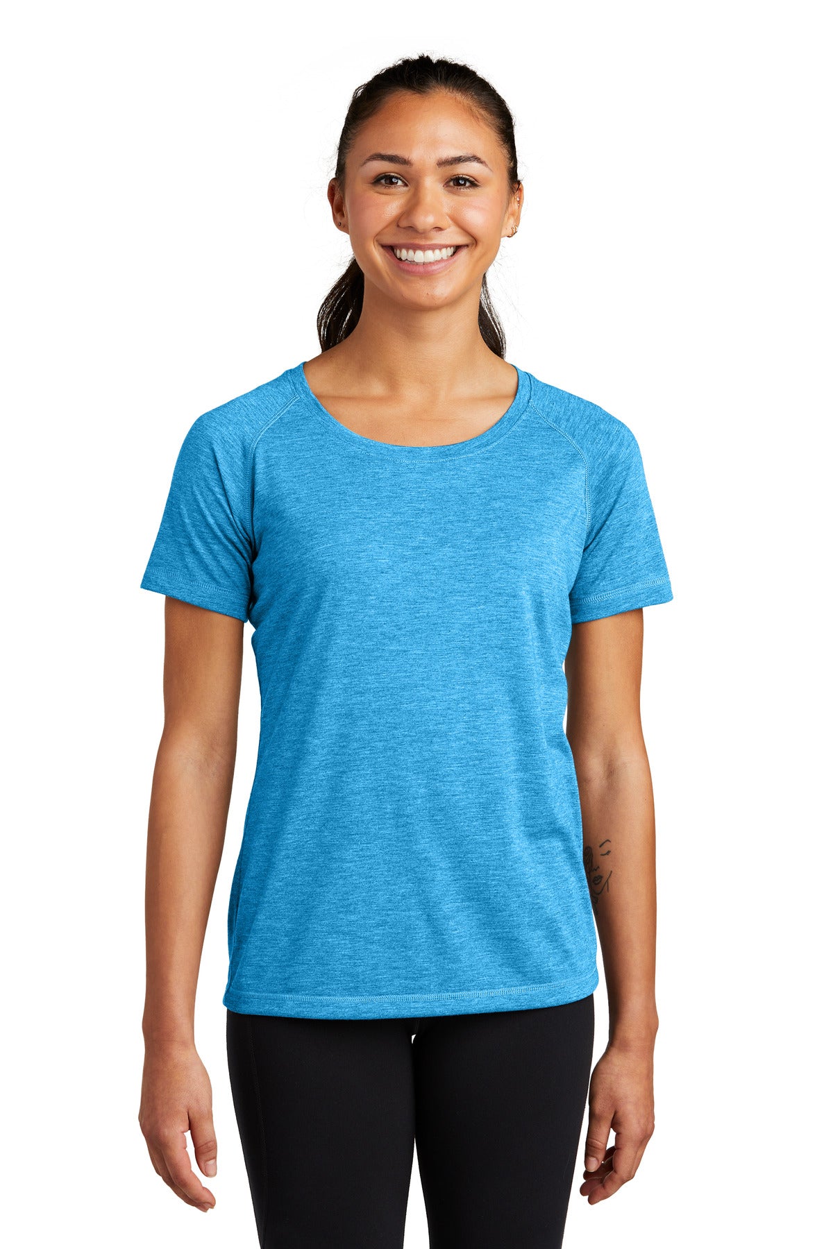 Sport-Tek ® Women's PosiCharge ® Tri-Blend Wicking Scoop Neck Raglan Tee. LST400