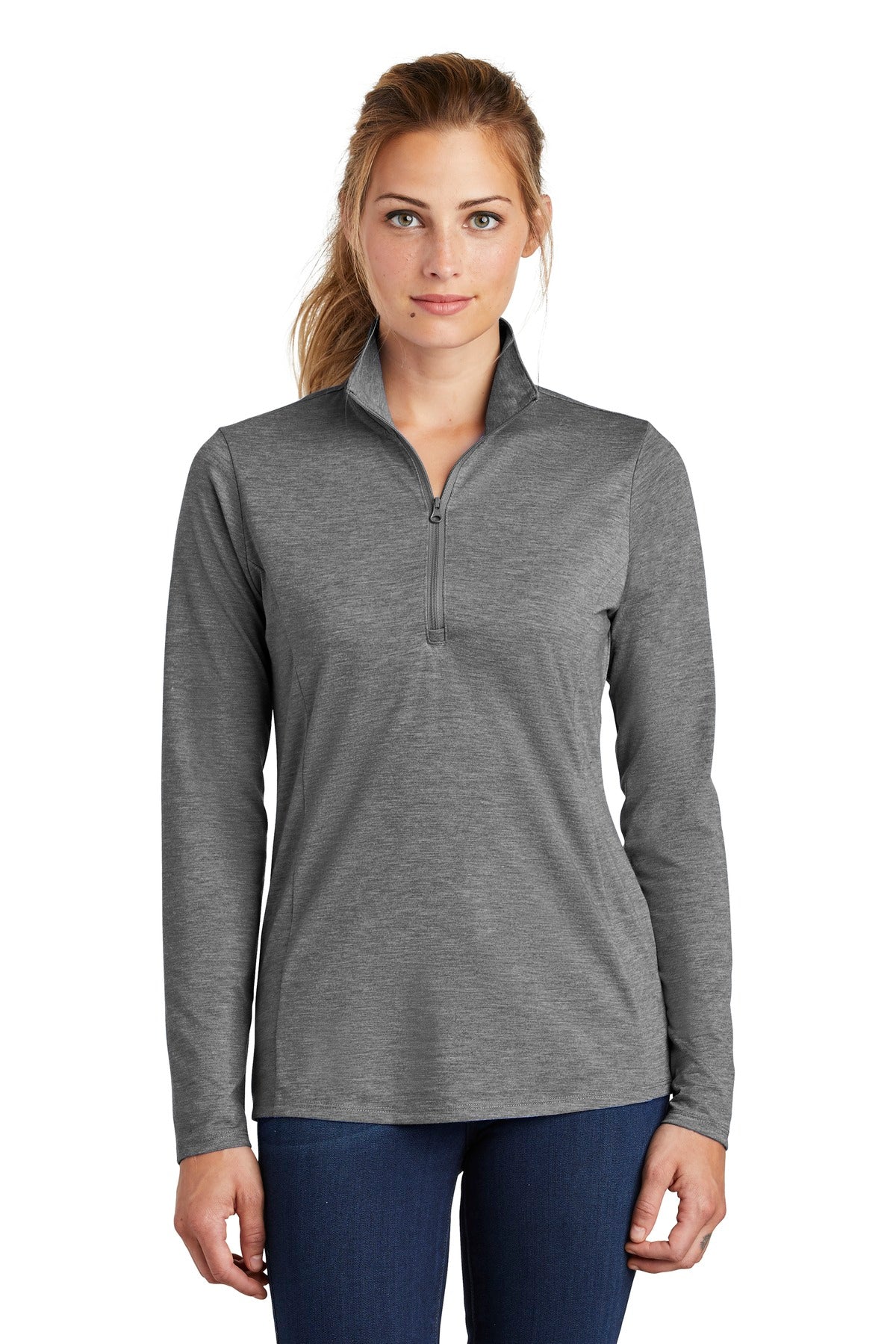 Sport-Tek ® Women's PosiCharge ® Tri-Blend Wicking 1/4-Zip Pullover. LST407