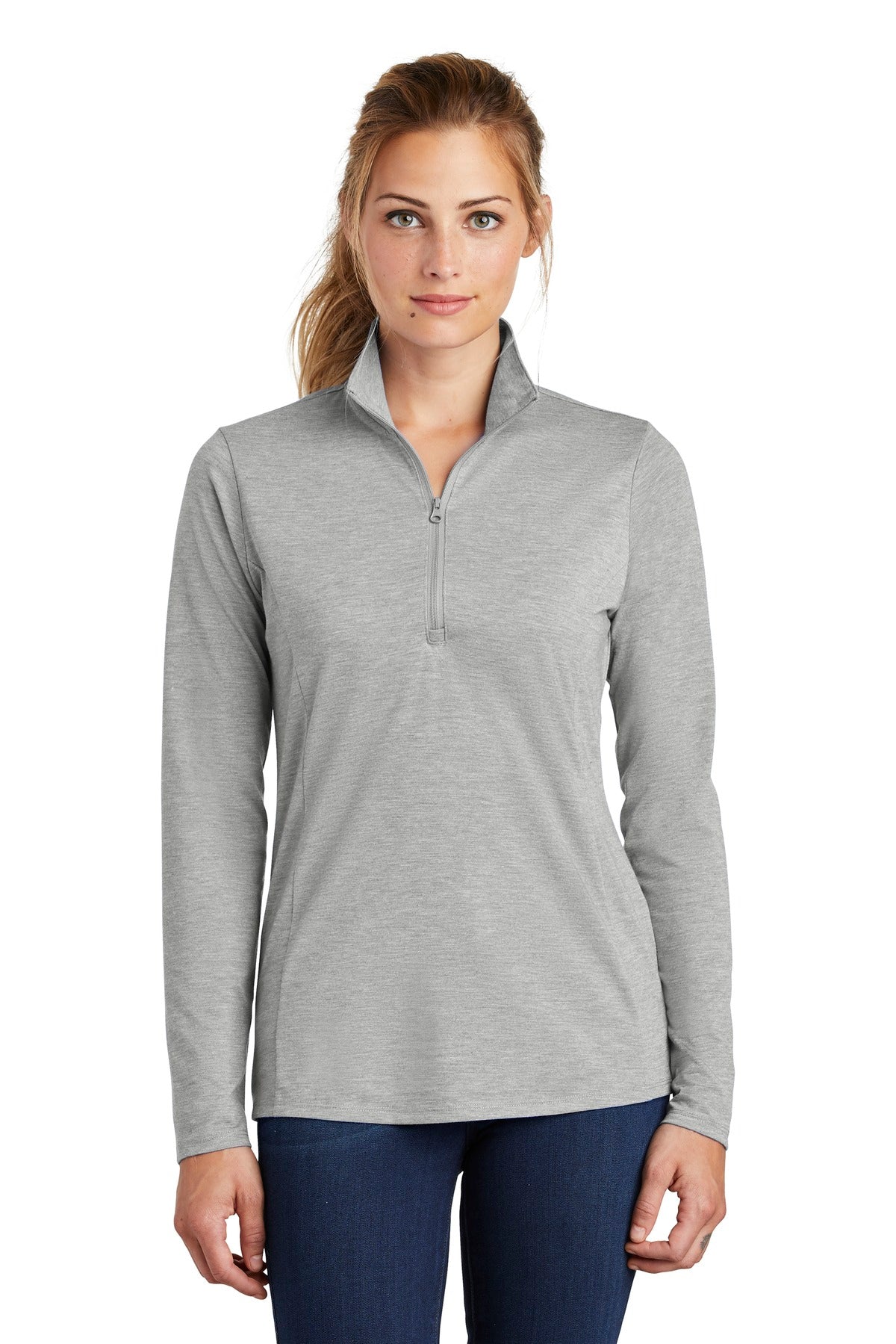 Sport-Tek ® Women's PosiCharge ® Tri-Blend Wicking 1/4-Zip Pullover. LST407