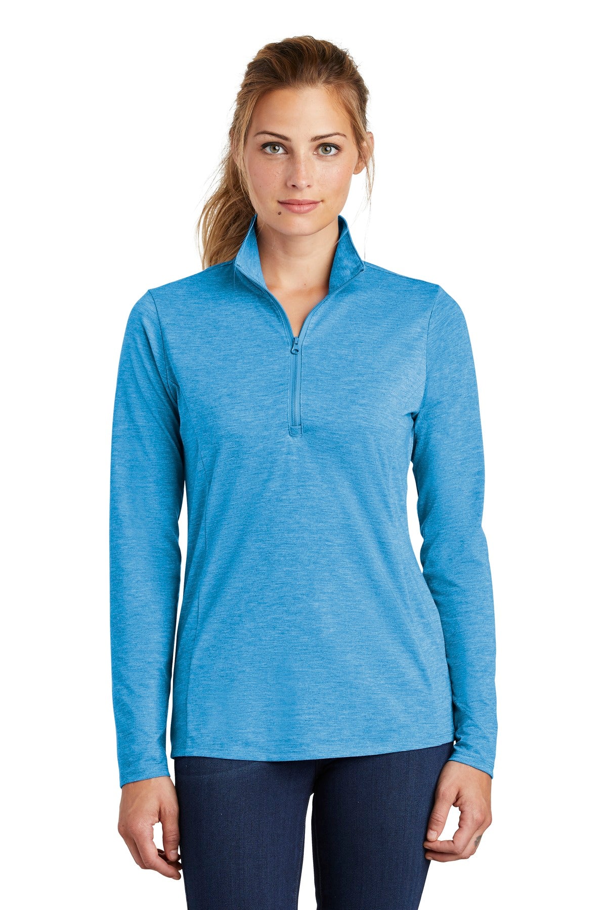 Sport-Tek ® Women's PosiCharge ® Tri-Blend Wicking 1/4-Zip Pullover. LST407