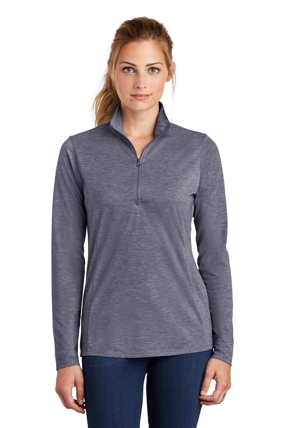 Sport-Tek ® Women's PosiCharge ® Tri-Blend Wicking 1/4-Zip Pullover. LST407