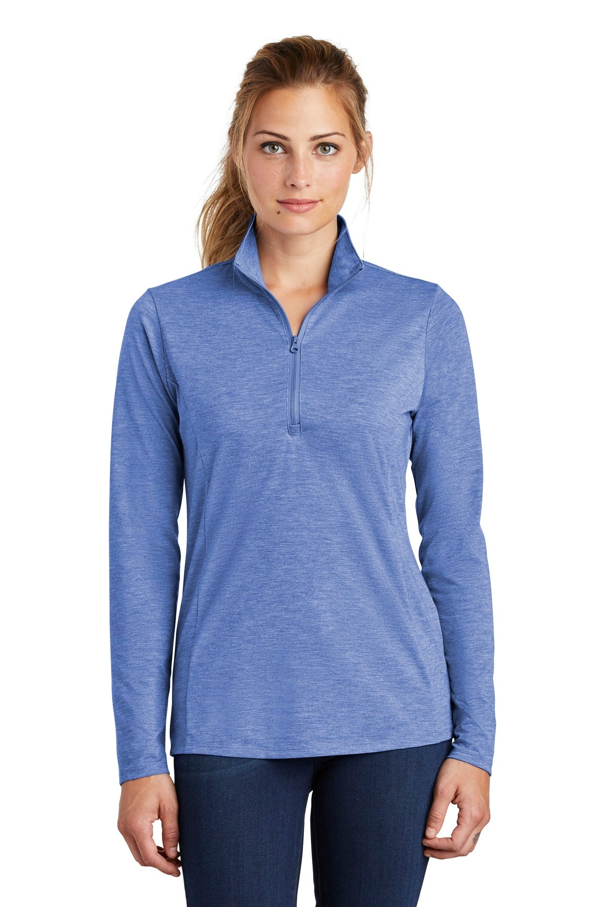 Sport-Tek ® Women's PosiCharge ® Tri-Blend Wicking 1/4-Zip Pullover. LST407