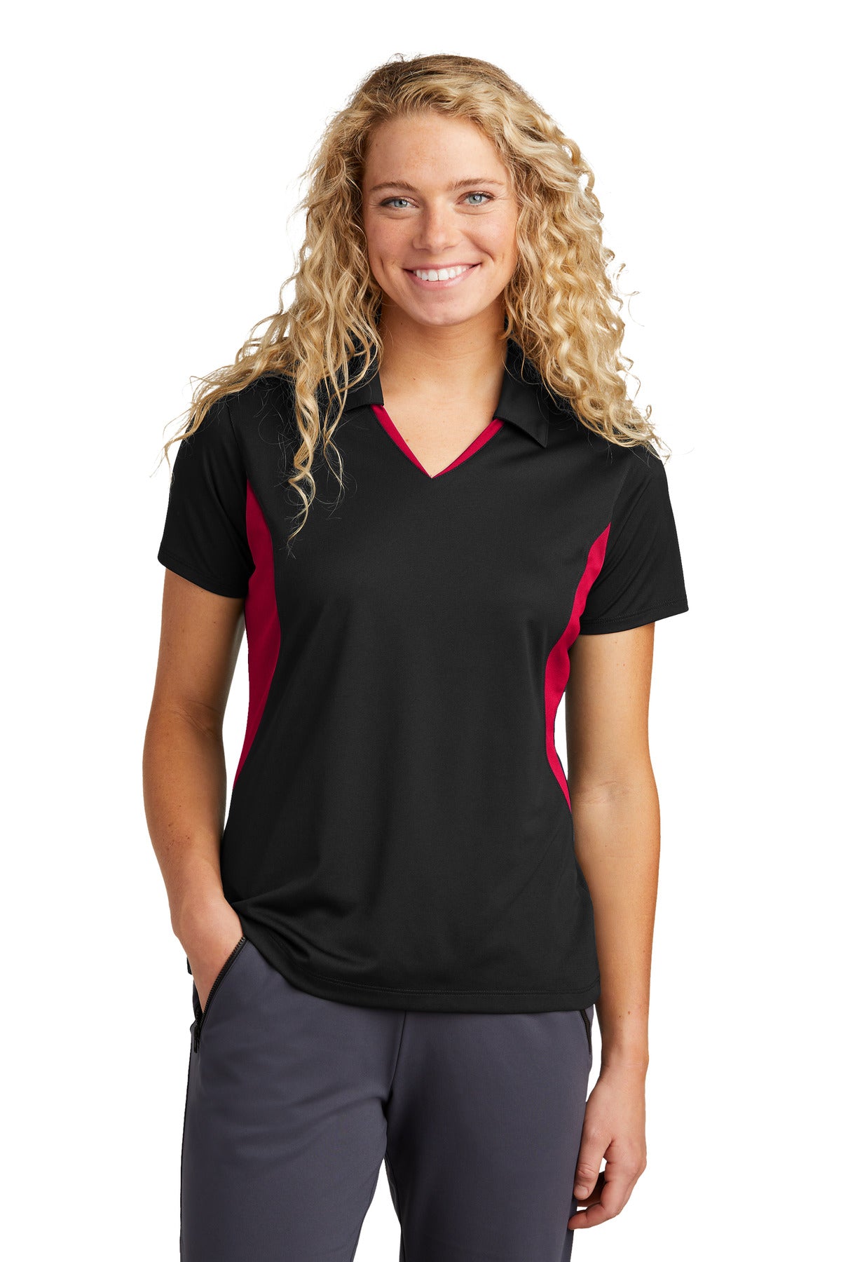 Sport-Tek® Women's Side Blocked Micropique Sport-Wick® Polo. LST655