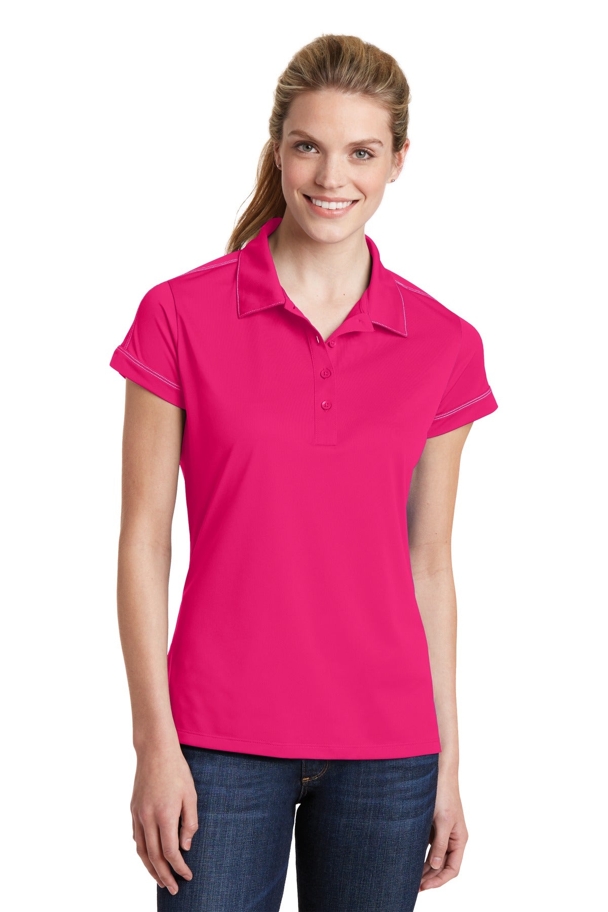 Sport-Tek® Women's Contrast Stitch Micropique Sport-Wick® Polo. LST659