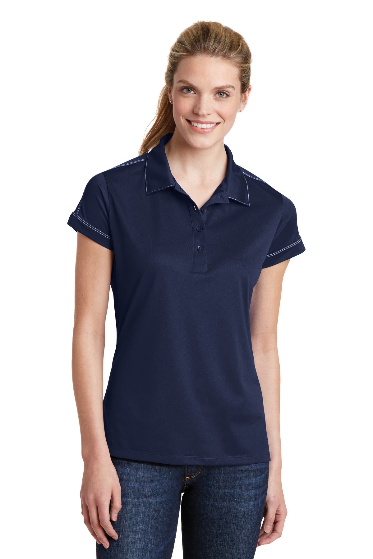 Sport-Tek® Women's Contrast Stitch Micropique Sport-Wick® Polo. LST659