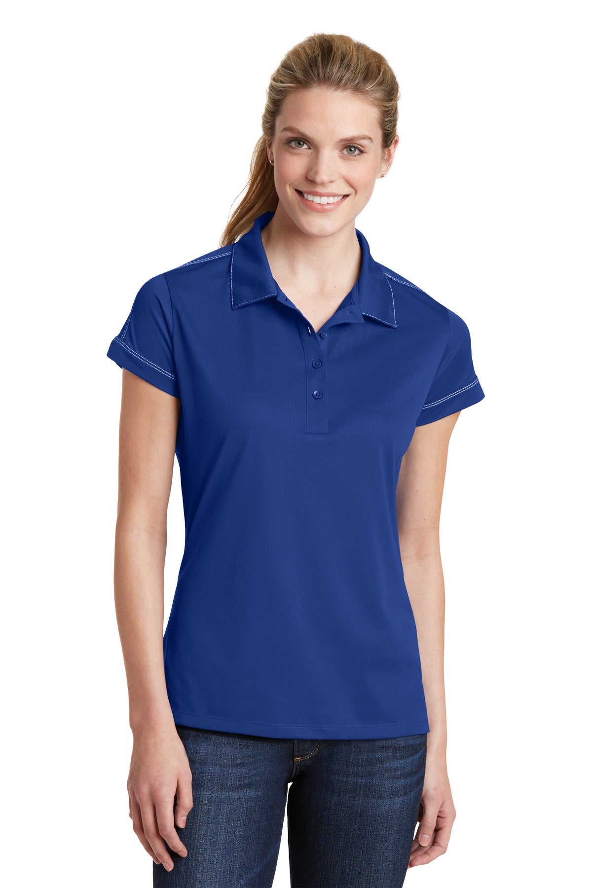 Sport-Tek® Women's Contrast Stitch Micropique Sport-Wick® Polo. LST659