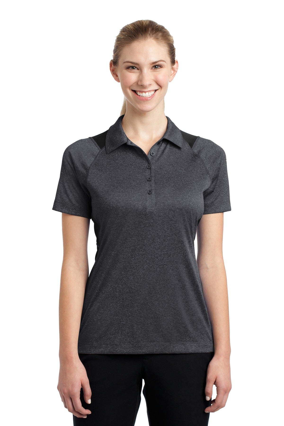 Sport-Tek® Women's Heather Colorblock Contender™ Polo. LST665