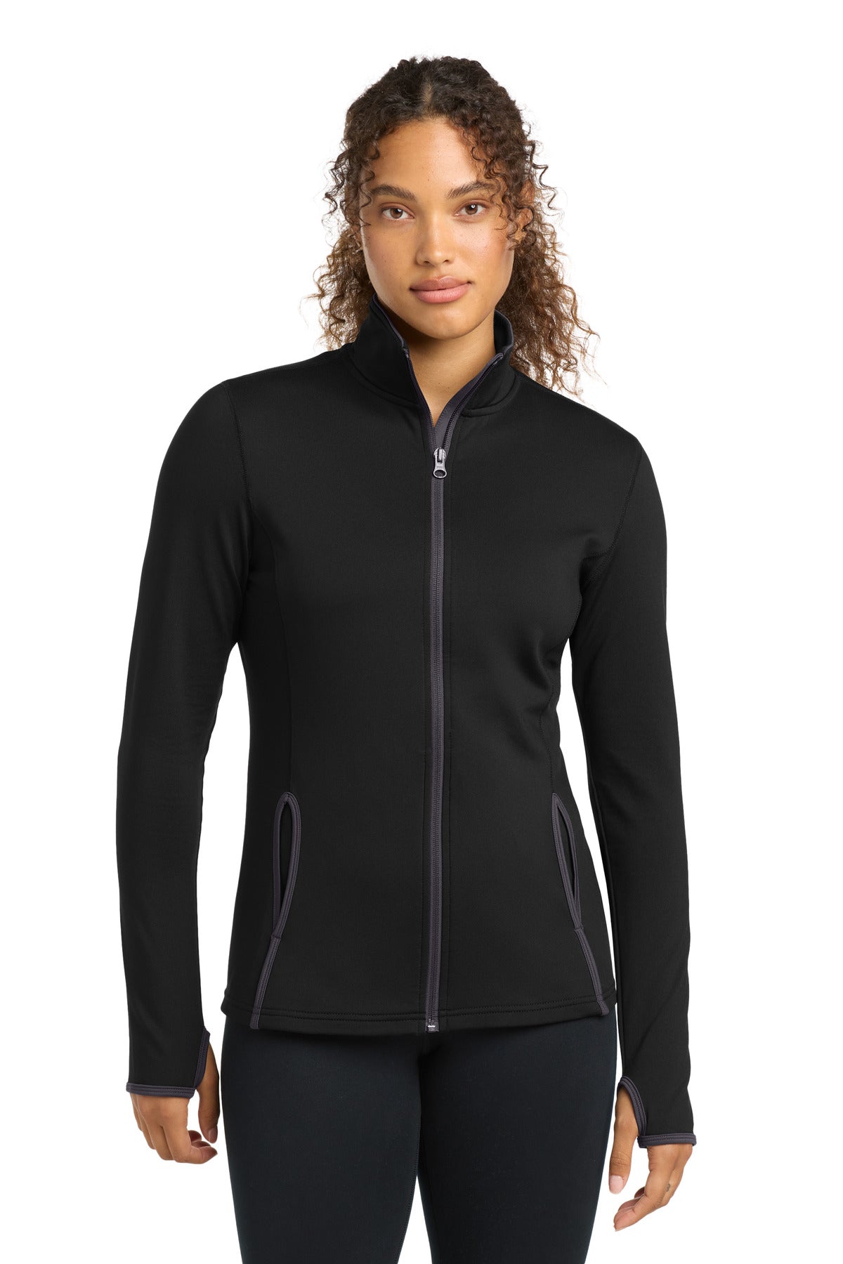 Sport-Tek® Women's Sport-Wick® Stretch Contrast Full-Zip Jacket.  LST853
