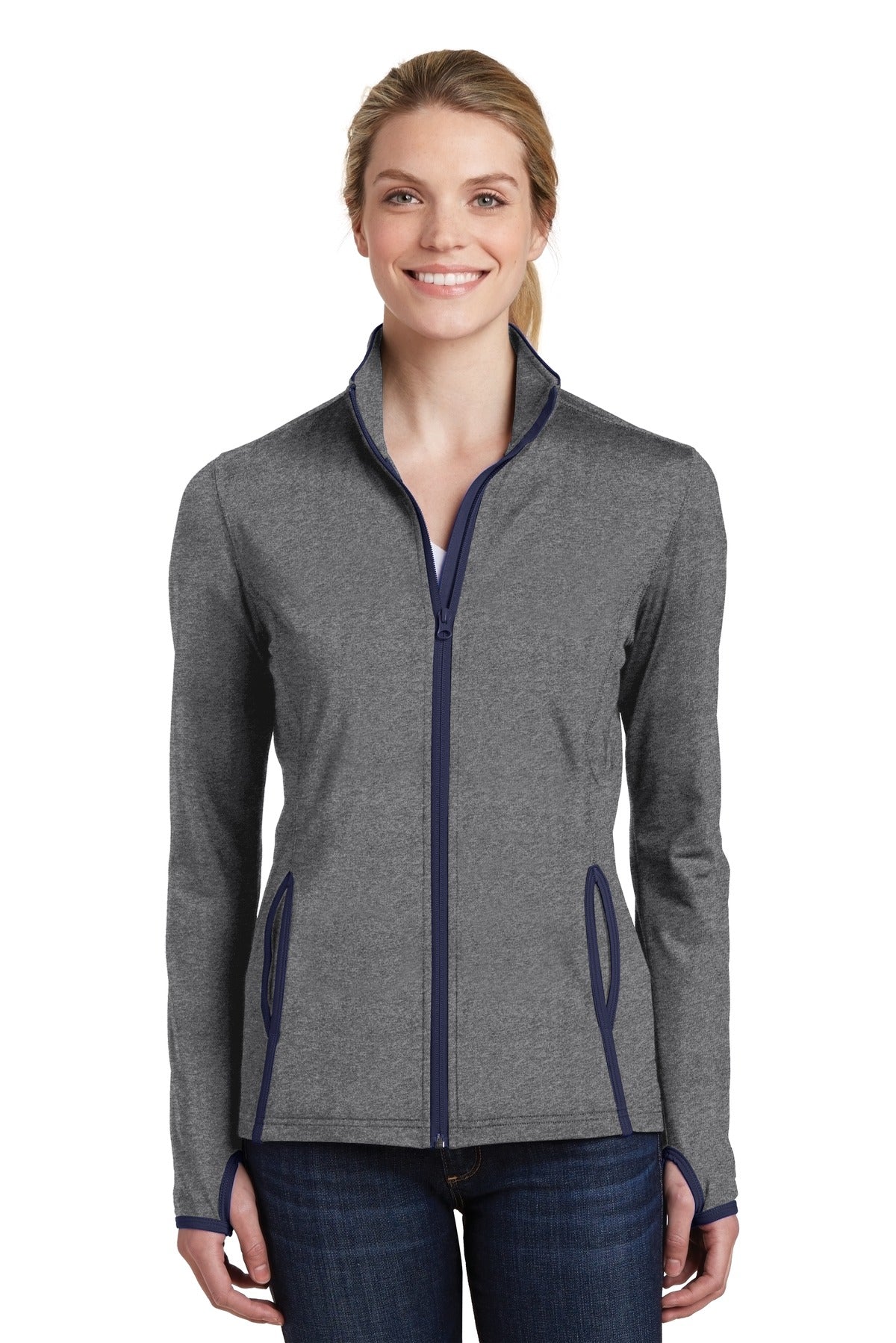 Sport-Tek® Women's Sport-Wick® Stretch Contrast Full-Zip Jacket.  LST853