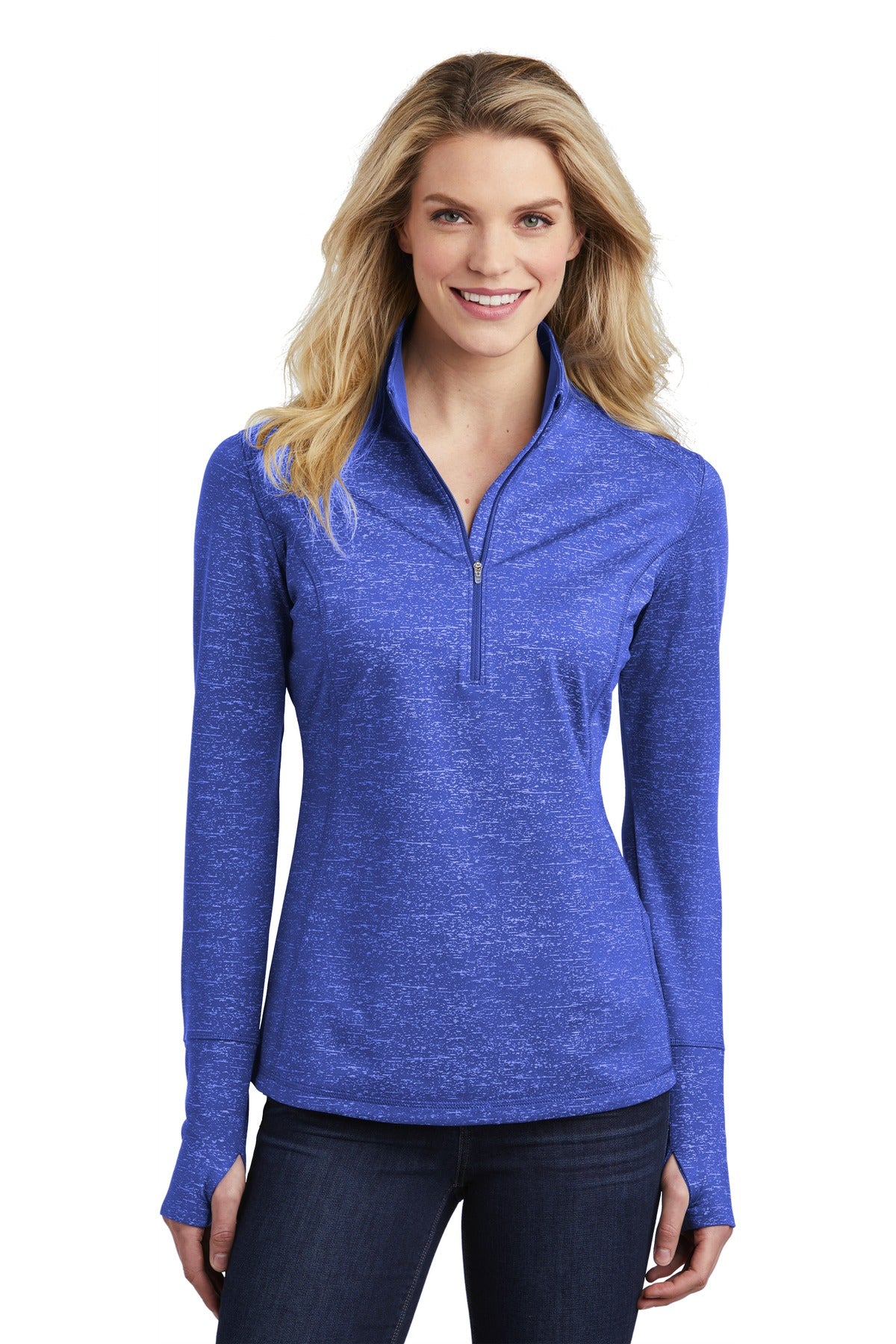 Sport-Tek ® Women's Sport-Wick ® Stretch Reflective Heather 1/2-Zip Pullover. LST855