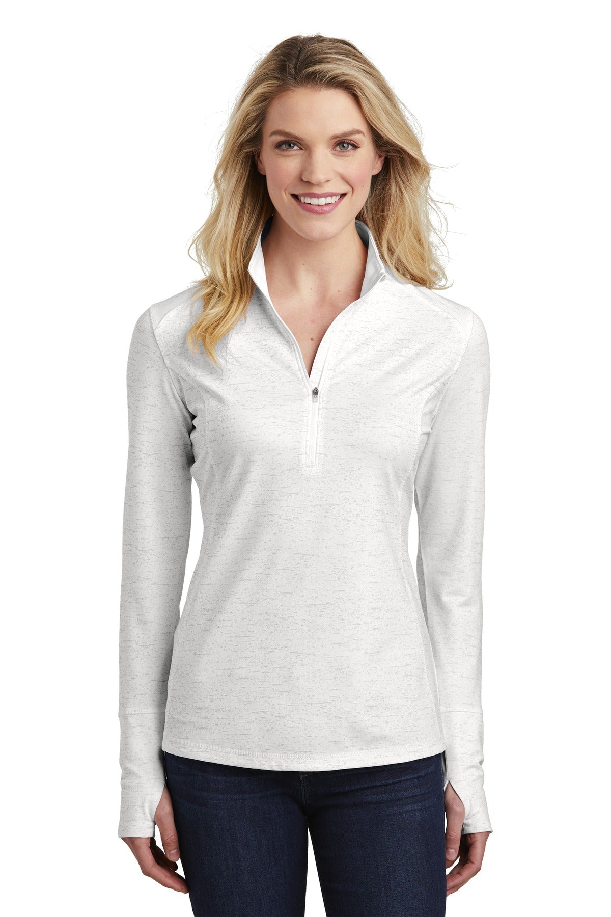 Sport-Tek ® Women's Sport-Wick ® Stretch Reflective Heather 1/2-Zip Pullover. LST855