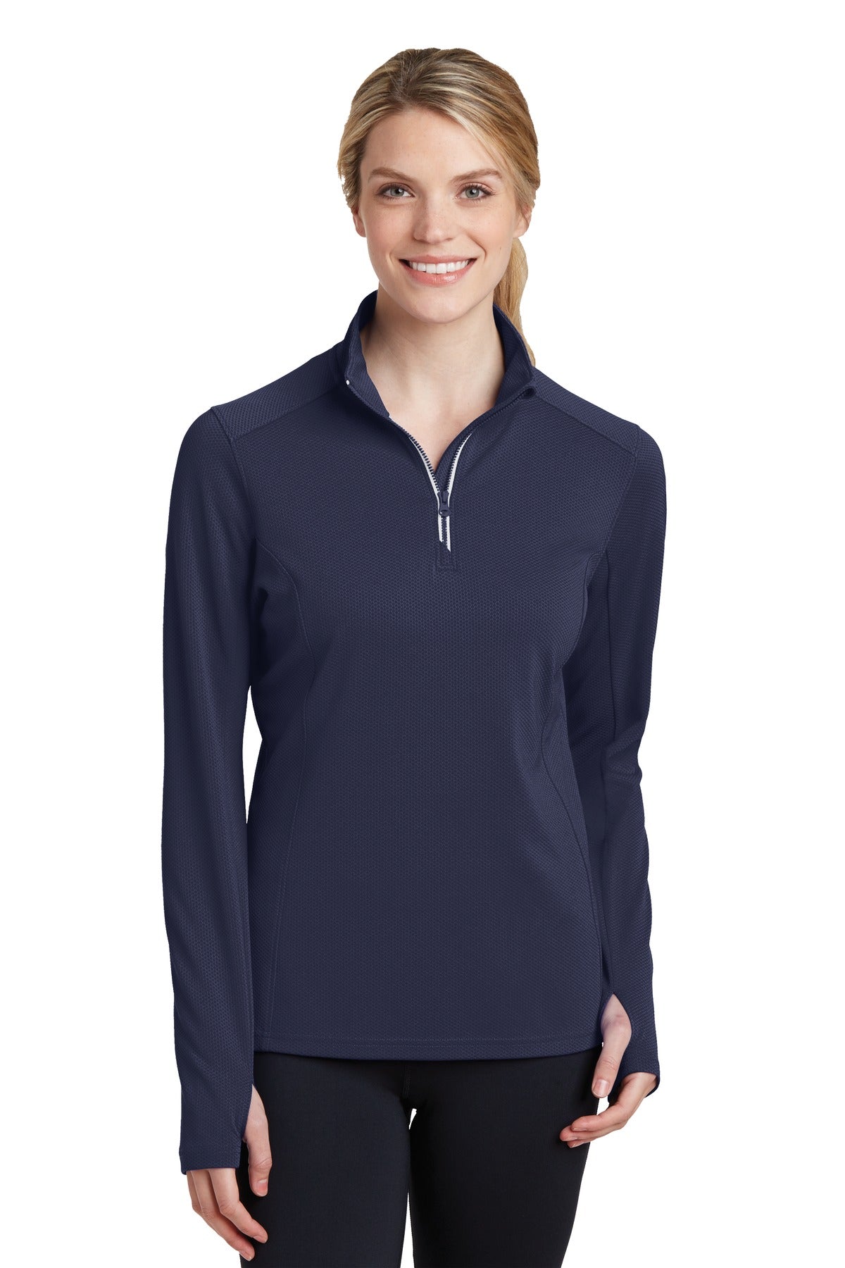 Sport-Tek® Women's Sport-Wick® Textured 1/4-Zip Pullover.  LST860