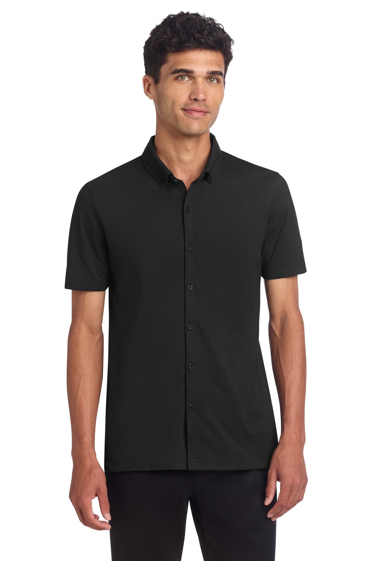 Mercer+Mettle® Stretch Pique Full-Button Polo MM1006