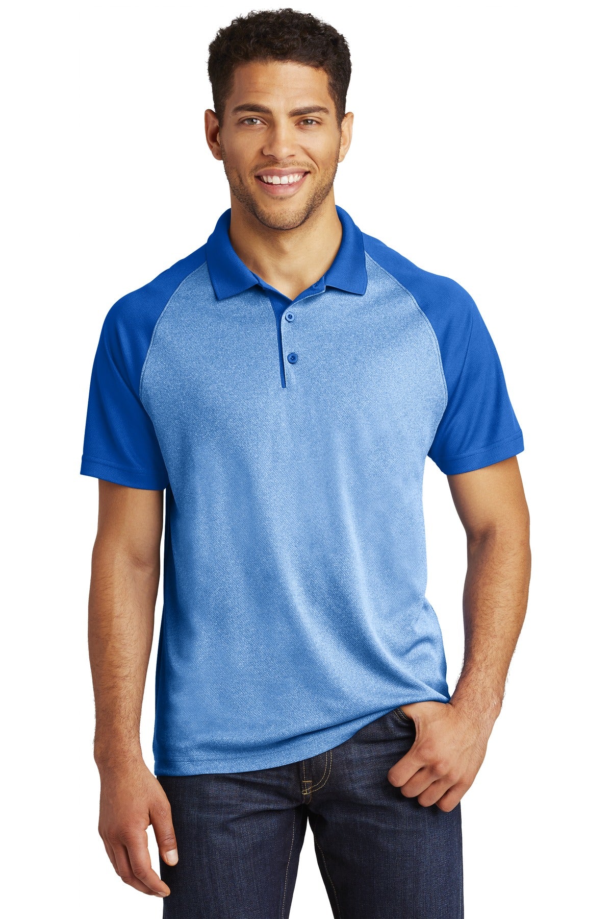 Sport-Tek ® PosiCharge ® RacerMesh ® Raglan Heather Block Polo. ST641