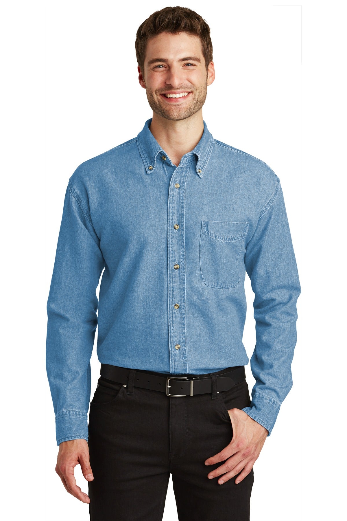 Port Authority® Tall Long Sleeve Denim Shirt. TLS600