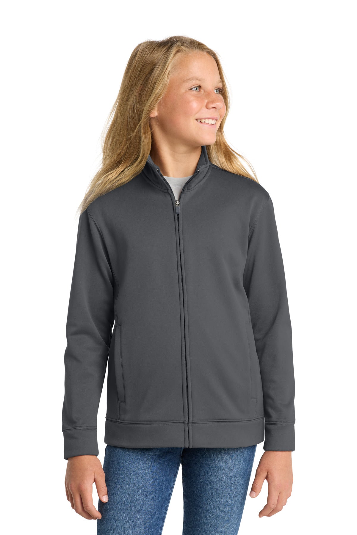 Sport-Tek® Youth Sport-Wick® Fleece Full-Zip Jacket.  YST241