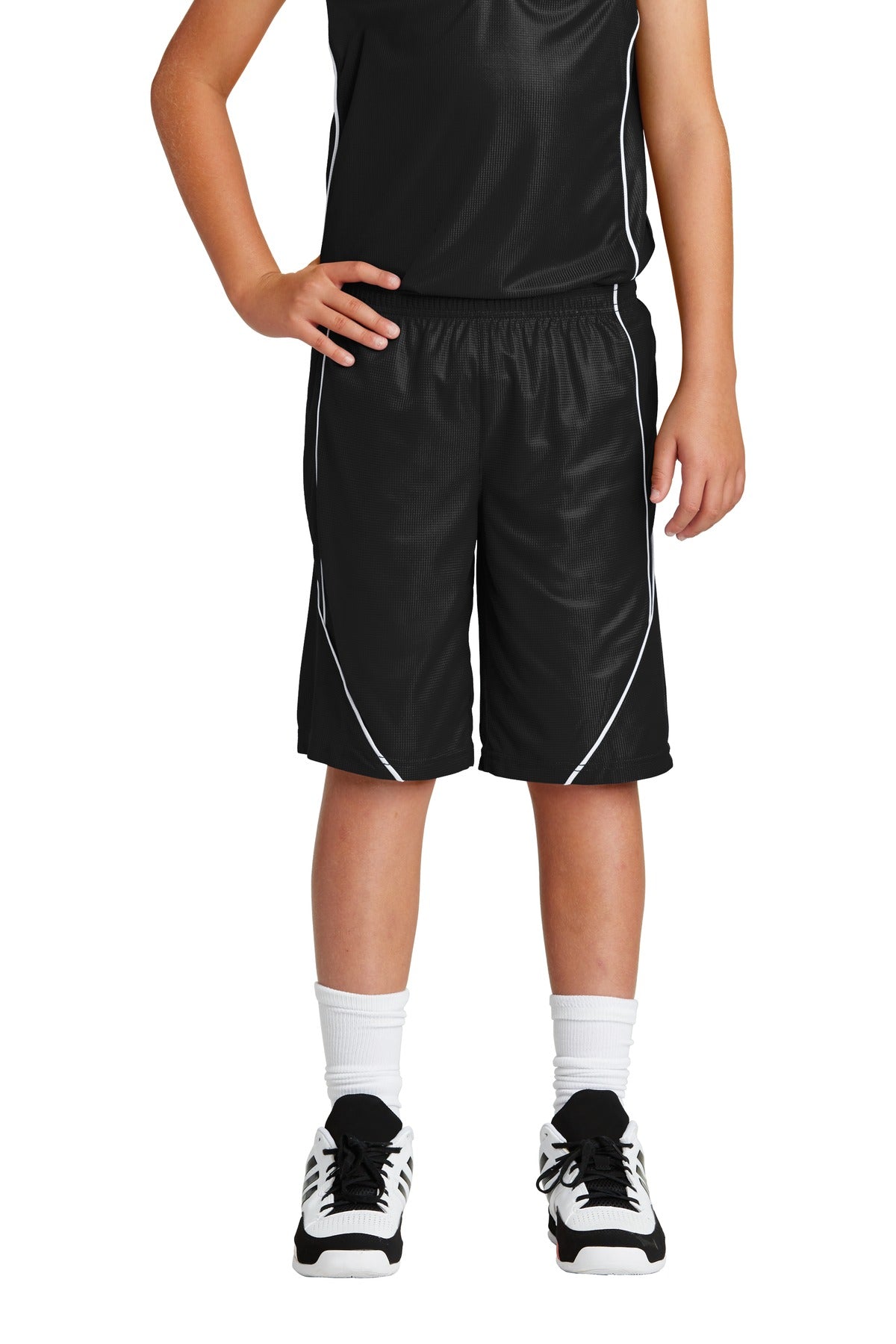 Sport-Tek® Youth PosiCharge® Mesh Reversible Spliced Short. YT565