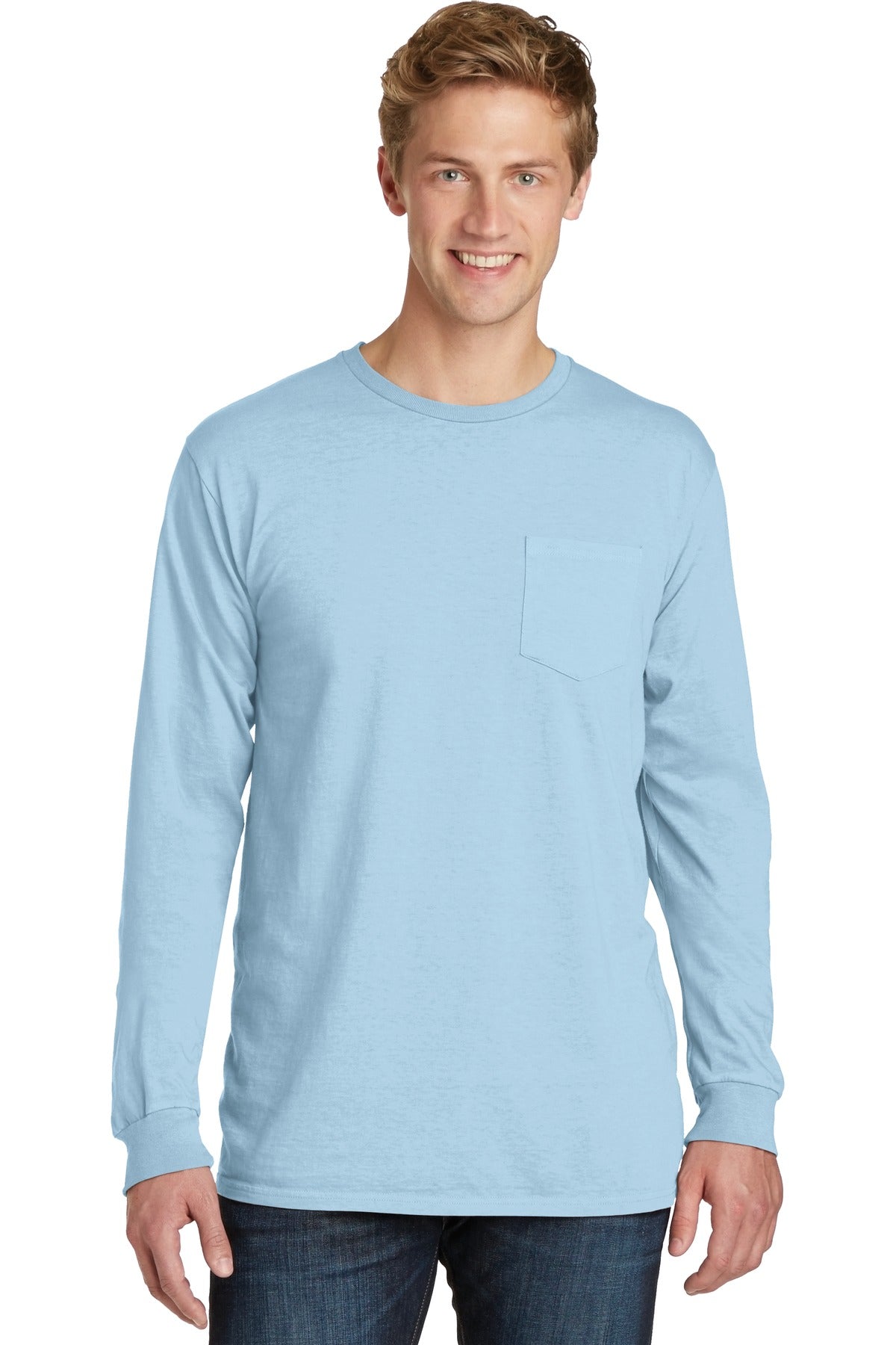 Port & Company® Beach Wash® Garment-Dyed Long Sleeve Pocket Tee  PC099LSP